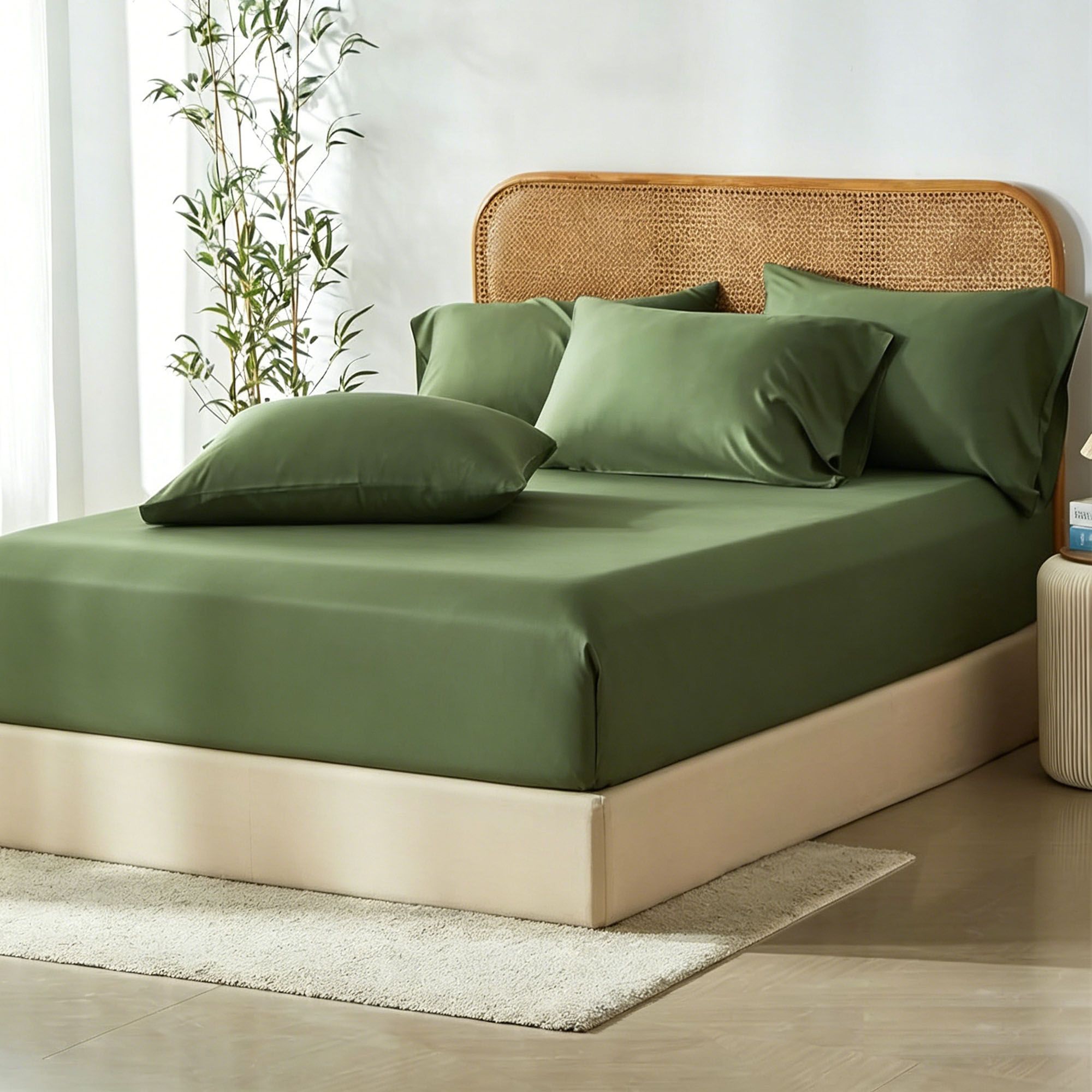 3 Piece Hotel Bamboo Cooling Fitted Sheet Set & Pillowcase -Ultra Soft 2000TC