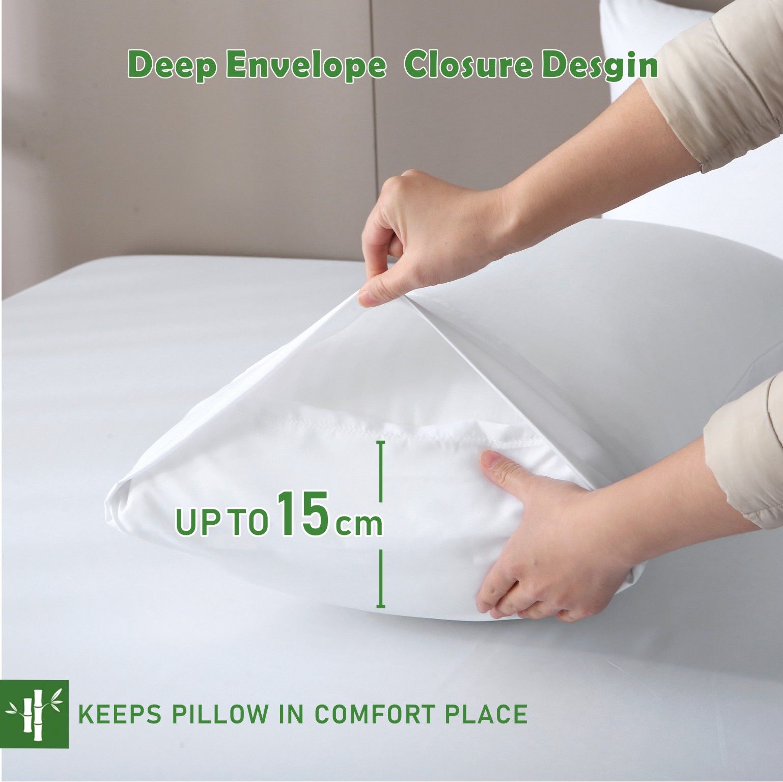 2 Piece Hotel Bamboo Cooling Fitted Sheet Set & Pillowcase -Ultra Soft 2000TC view 5