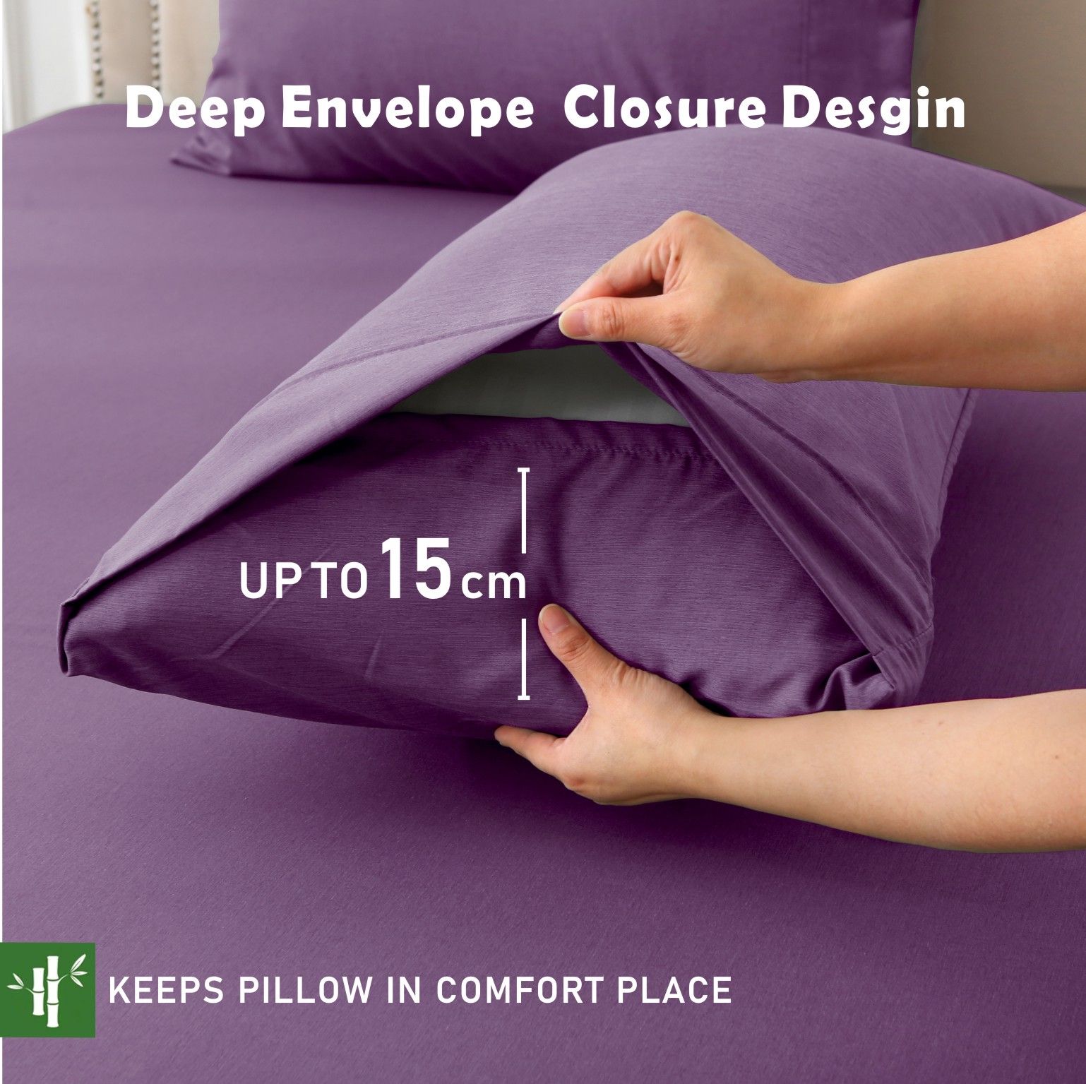2 Piece Hotel Bamboo Cooling Fitted Sheet Set & Pillowcase -Ultra Soft 2000TC view 3
