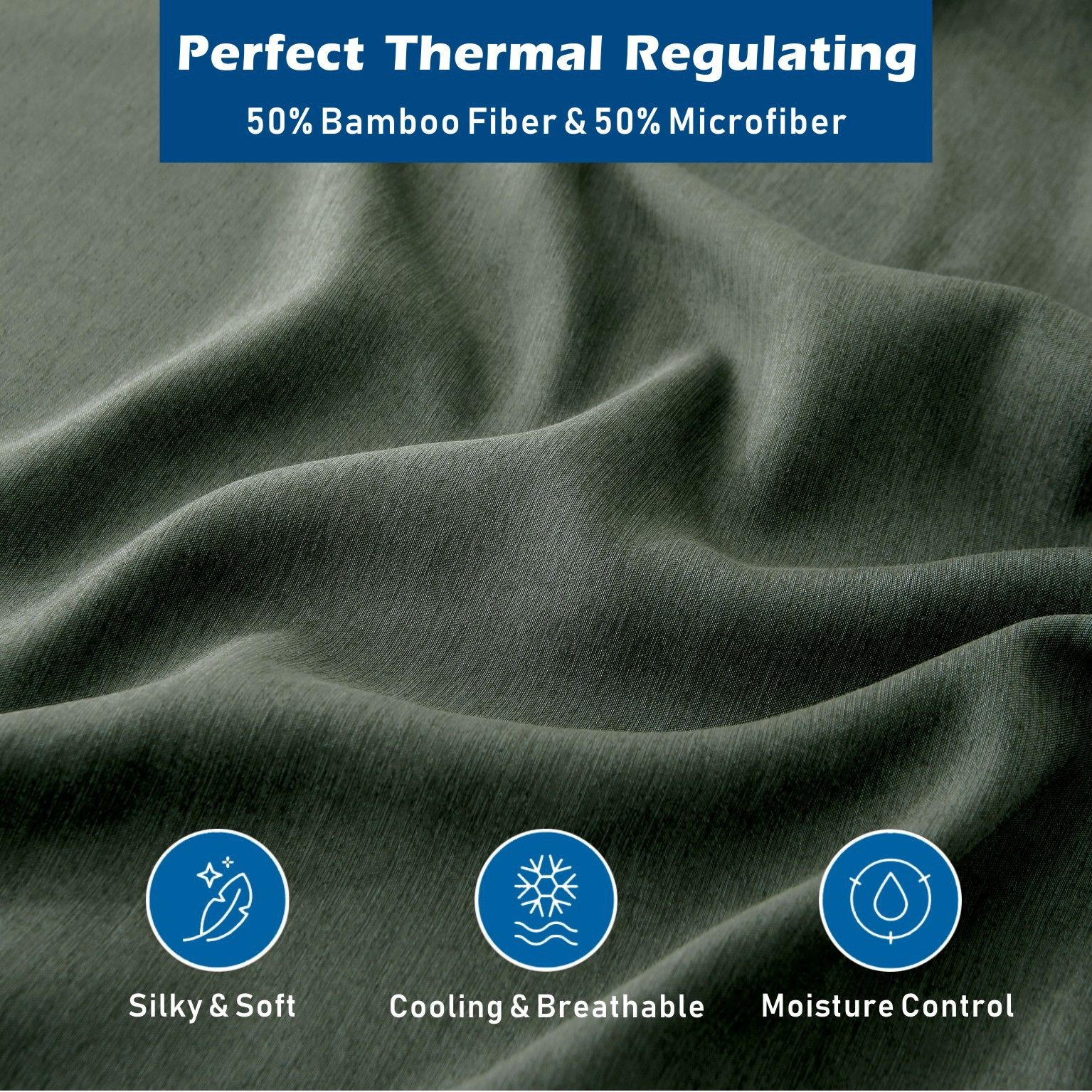3 Piece Hotel Bamboo Cooling Sheet Set -Ultra Soft 2000TC Breathable Bed view 2