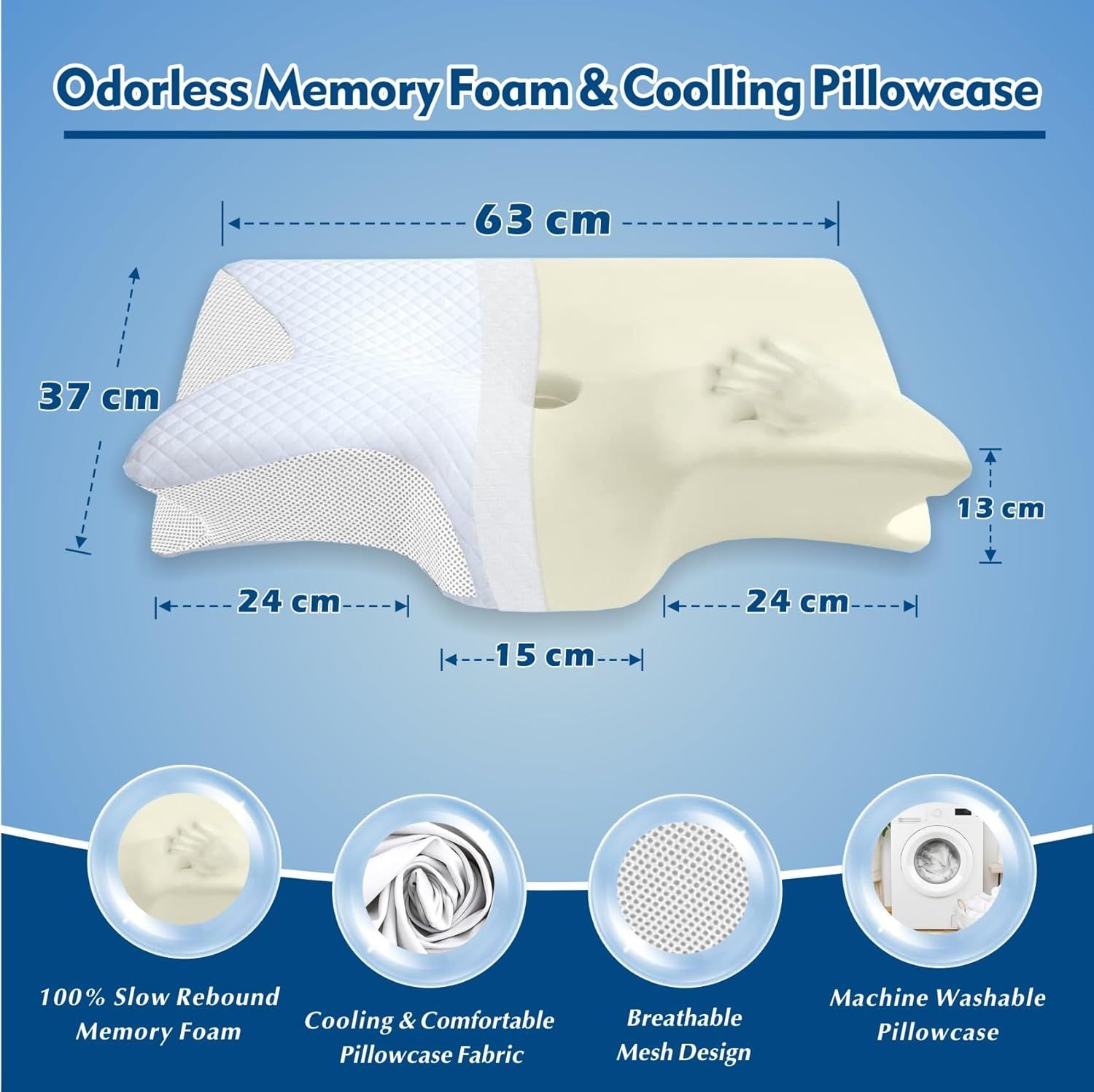 Bamboo Cervical Pillow for Neck and Shoulder Pain Relief Ergonomic Bed Pillow view 2