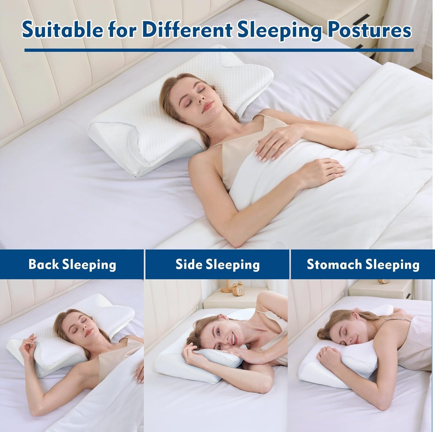 Bamboo Cervical Pillow for Neck and Shoulder Pain Relief Ergonomic Bed Pillow view 3
