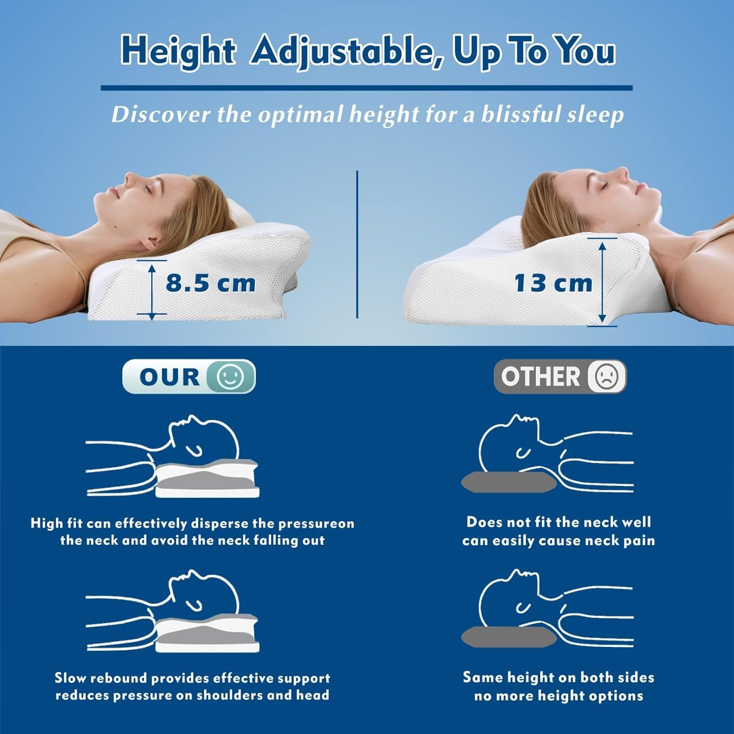 Bamboo Cervical Pillow for Neck and Shoulder Pain Relief Ergonomic Bed Pillow view 4