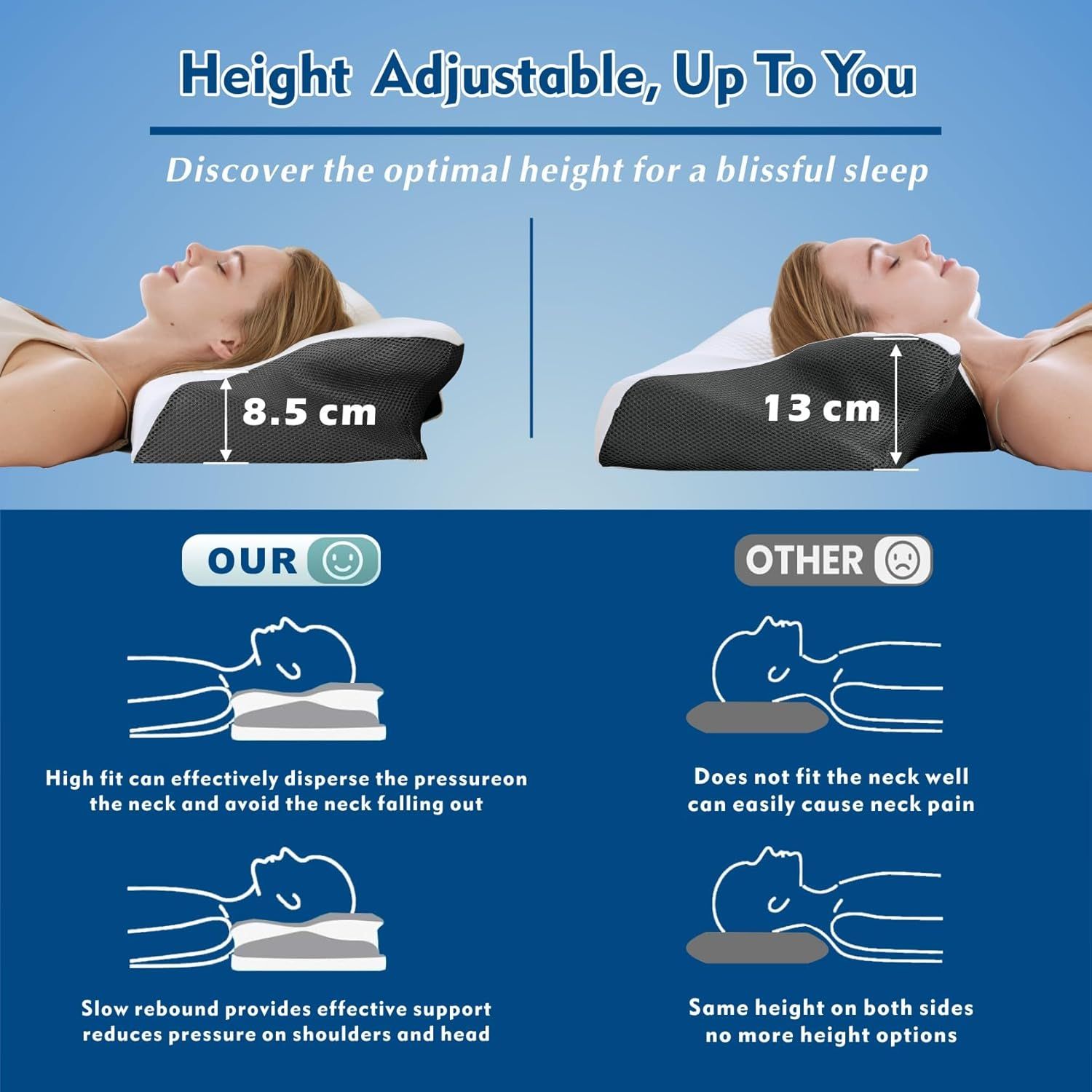 Bamboo Cervical Pillow for Neck and Shoulder Pain Relief Ergonomic Bed Pillow view 4