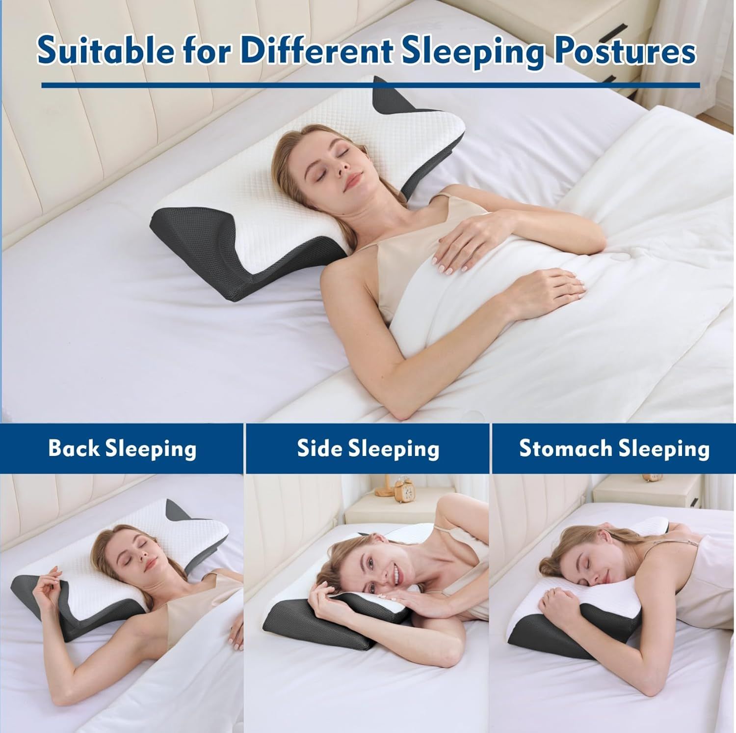 Bamboo Cervical Pillow for Neck and Shoulder Pain Relief Ergonomic Bed Pillow view 5