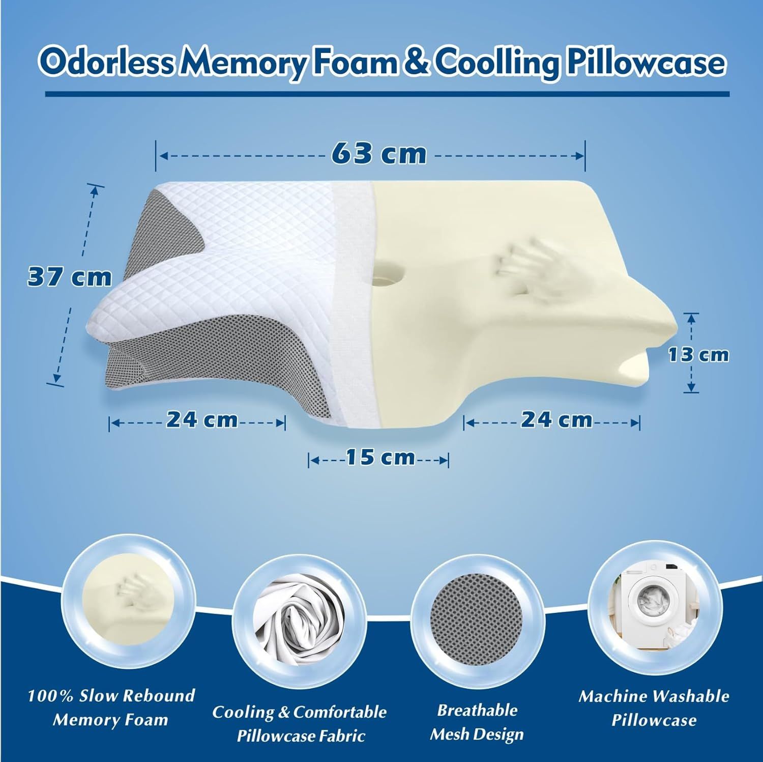 Bamboo Cervical Pillow for Neck and Shoulder Pain Relief Ergonomic Bed Pillow view 3