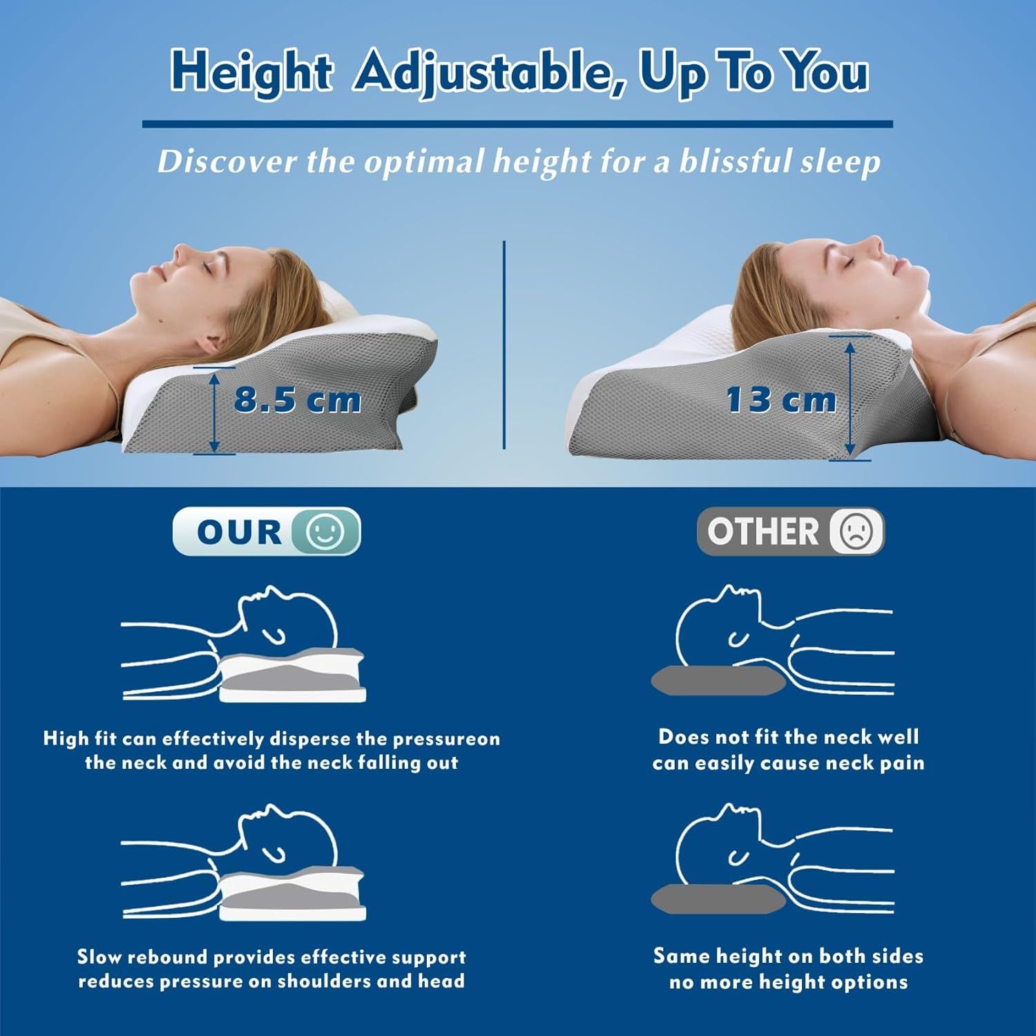 Bamboo Cervical Pillow for Neck and Shoulder Pain Relief Ergonomic Bed Pillow view 5