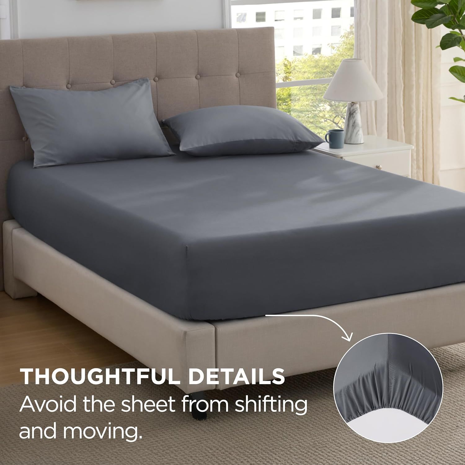 2000TC Hotel Quality Fitted Sheets - 2 Piece Fitted Sheets -Breathable Bedding view 4