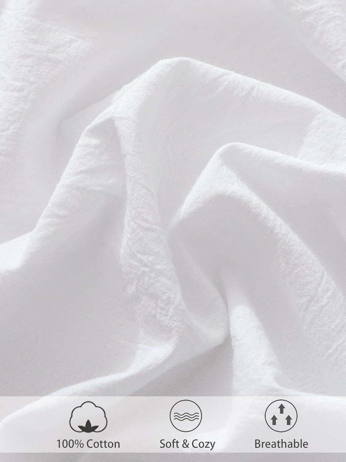 100% Cotton Fitted Sheet - Super Soft 40cm Deep Pocket Bottom Sheets - White view 5