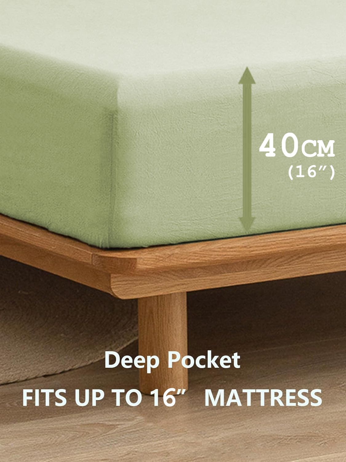 100% Cotton Fitted Sheet - Super Soft 40cm Deep Pocket Bottom Sheets - White view 2