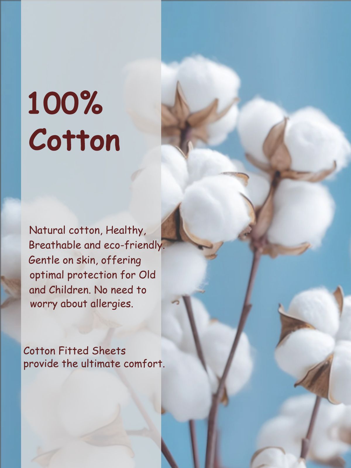 100% Cotton Fitted Sheet - Super Soft 40cm Deep Pocket Bottom Sheets - White view 6