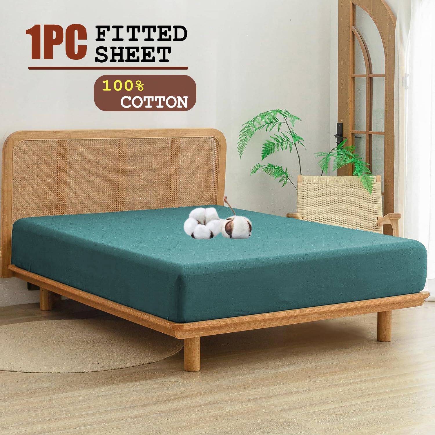 100% Cotton Fitted Sheet - Super Soft 40cm Deep Pocket Bottom Sheets - White