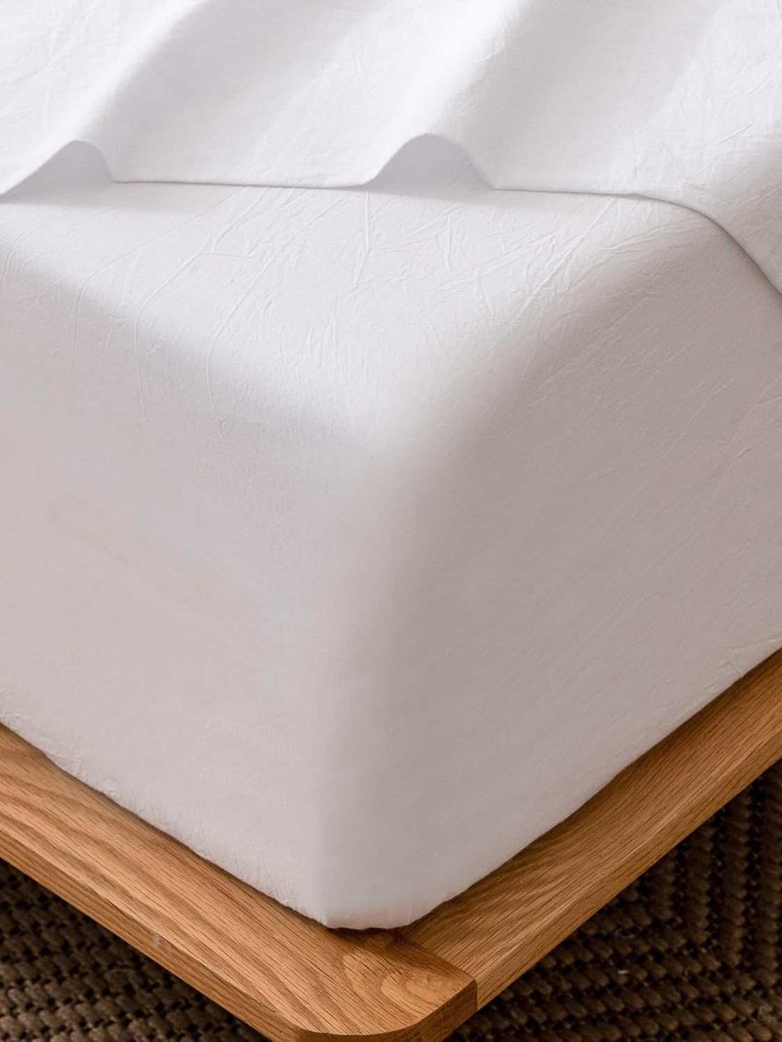100% Cotton Fitted Sheet - Super Soft 40cm Deep Pocket Bottom Sheets - White view 3