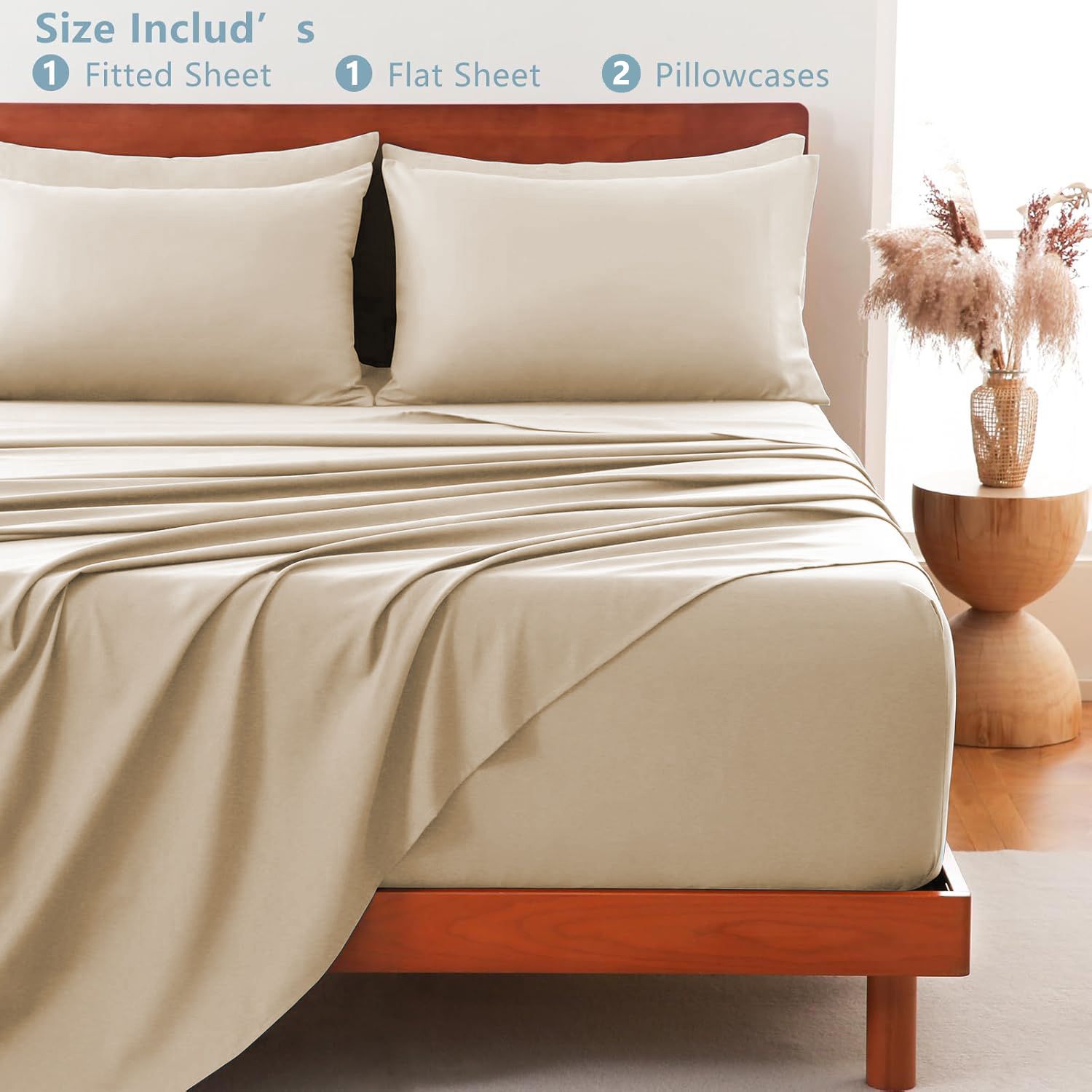 Hotel Soft Bed Sheet Set- Bedding Sheets & Pillowcases -Breathable Bedding view 4