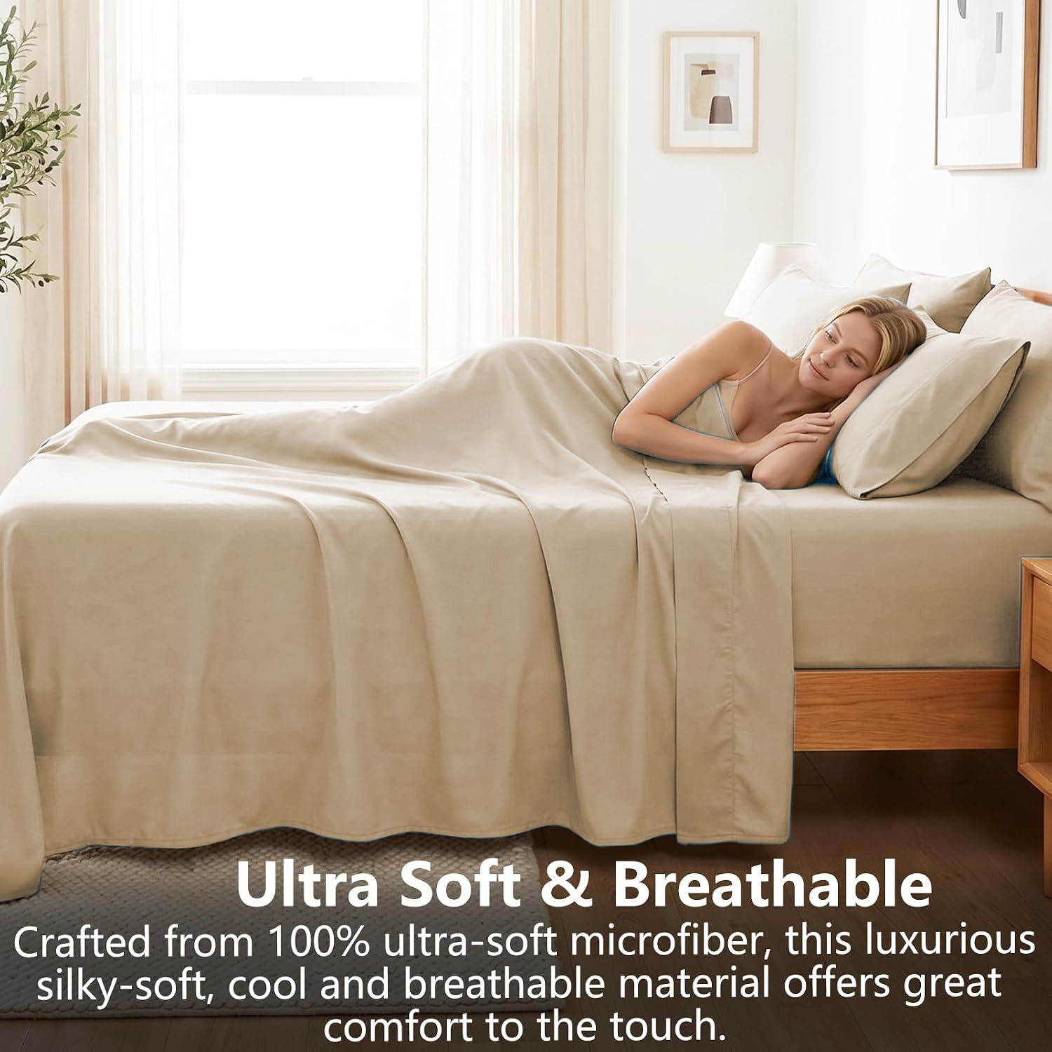 Hotel Soft Bed Sheet Set- Bedding Sheets & Pillowcases -Breathable Bedding view 3