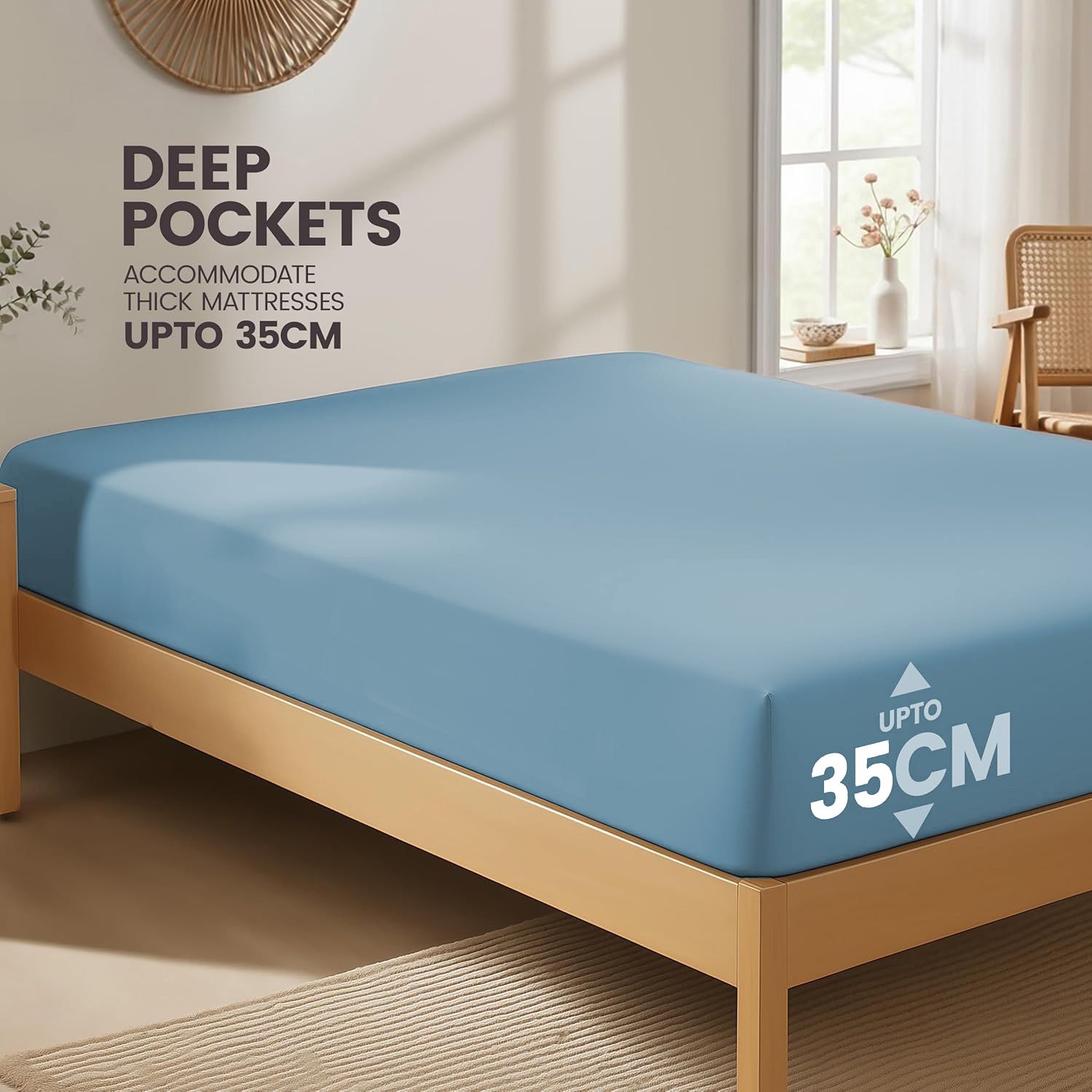 Hotel Quality Fitted Sheet - 1 Piece Fitted Sheet -Breathable Bedding - Wrinkle view 2