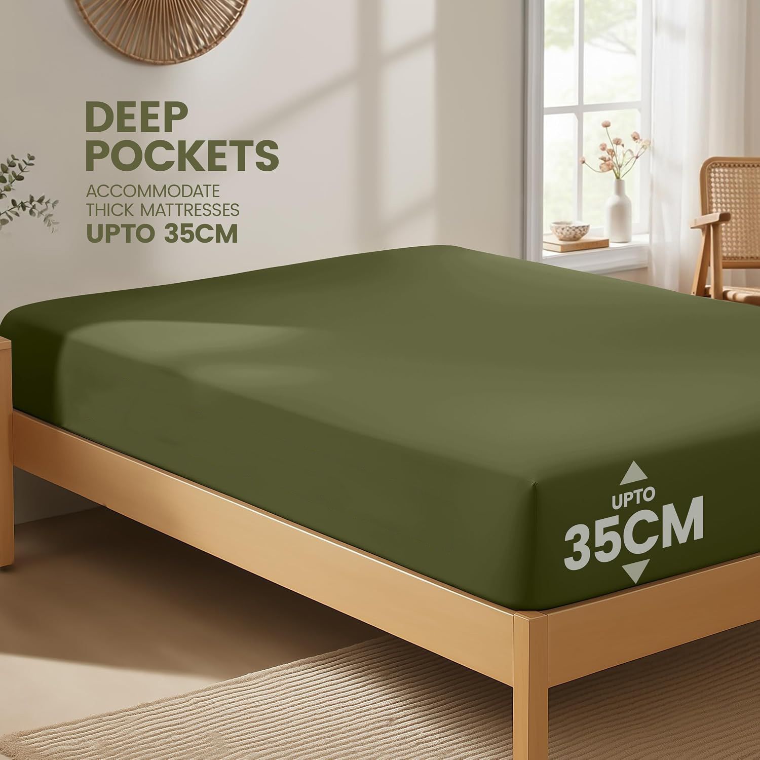 Hotel Quality Fitted Sheet - 1 Piece Fitted Sheet -Breathable Bedding - Wrinkle view 2