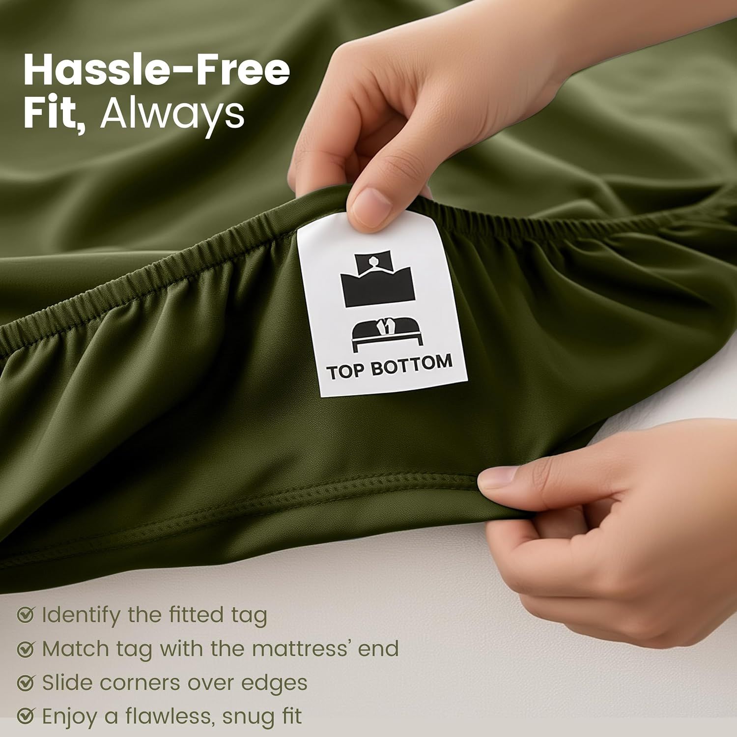 Hotel Quality Fitted Sheet - 1 Piece Fitted Sheet -Breathable Bedding - Wrinkle view 5
