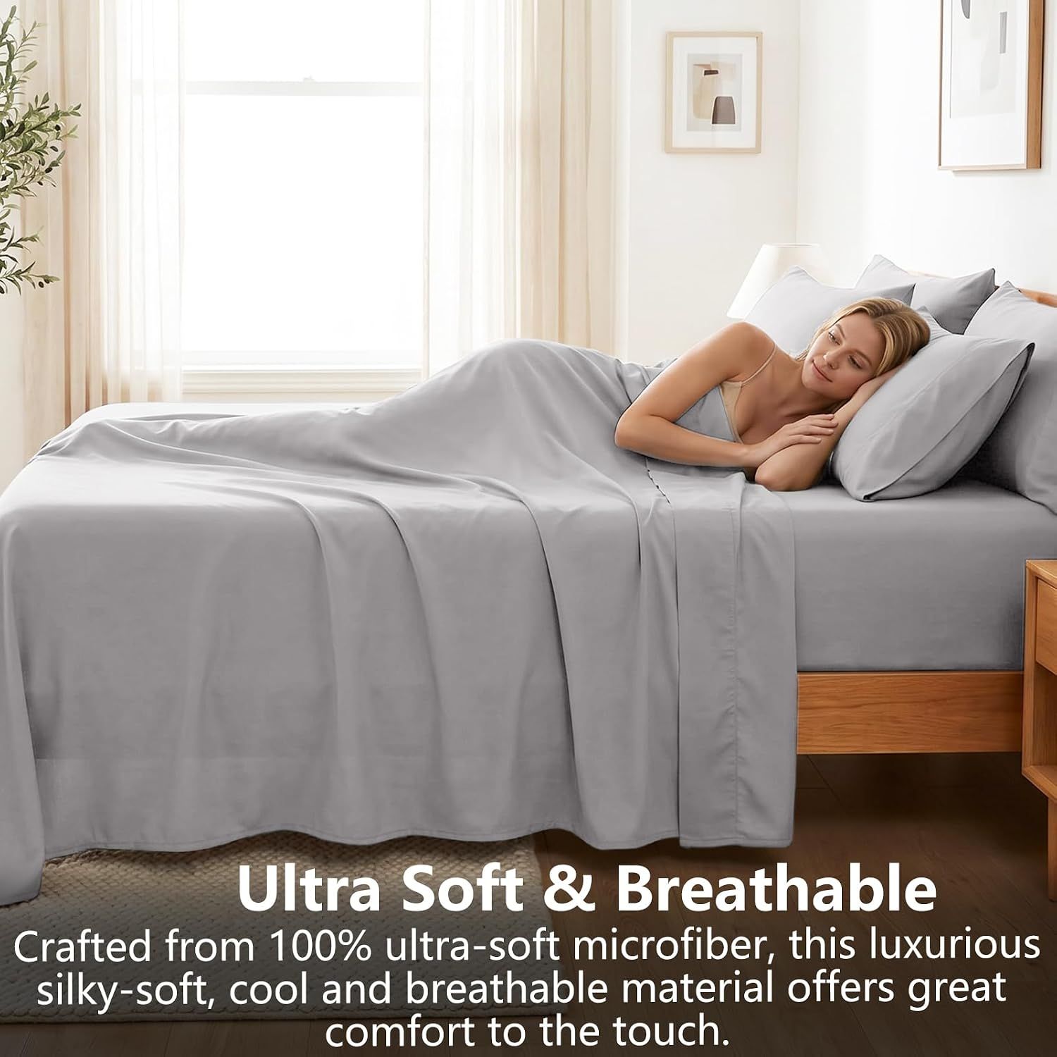 Hotel Soft Bed Sheet Set- Bedding Sheets & Pillowcases -Breathable Bedding view 4