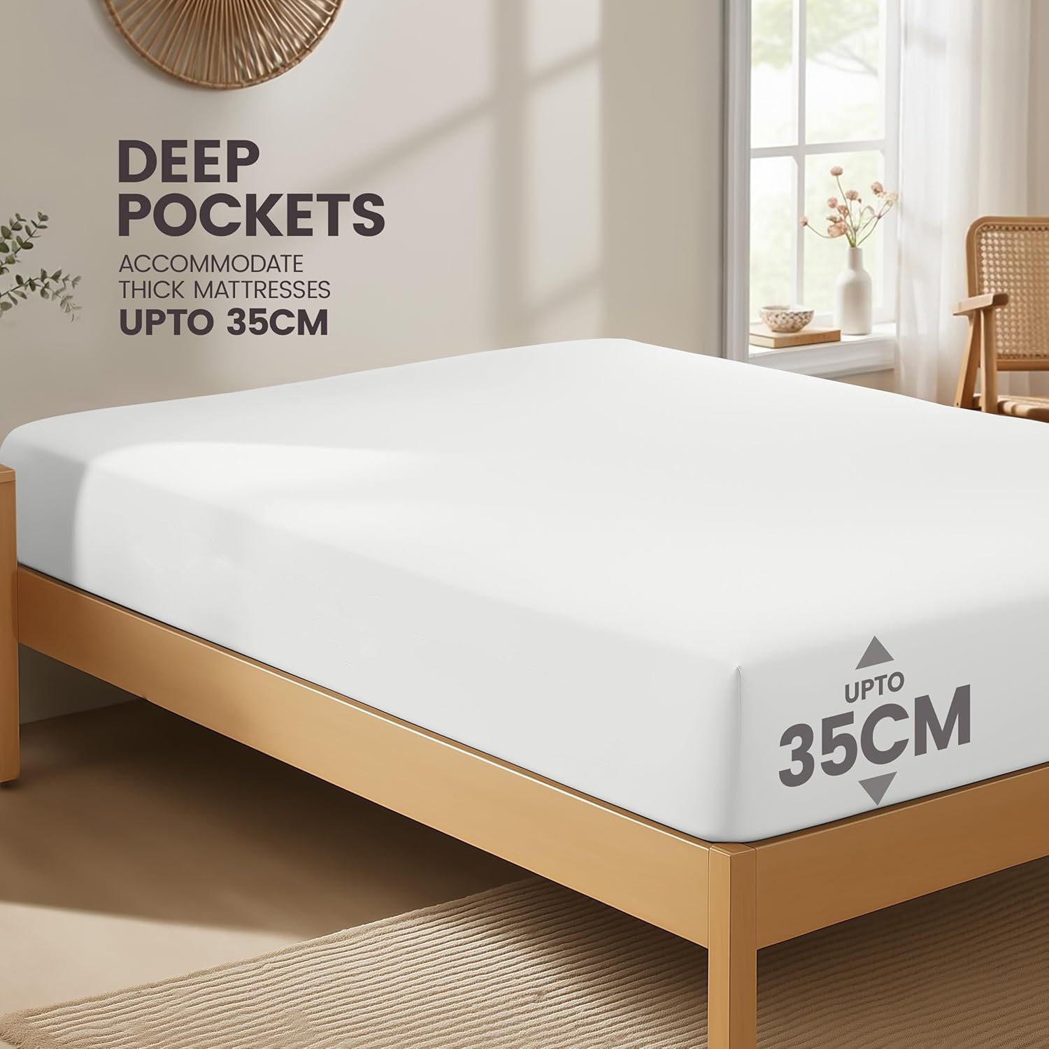 Hotel Quality Fitted Sheet - 1 Piece Fitted Sheet -Breathable Bedding - Wrinkle view 2