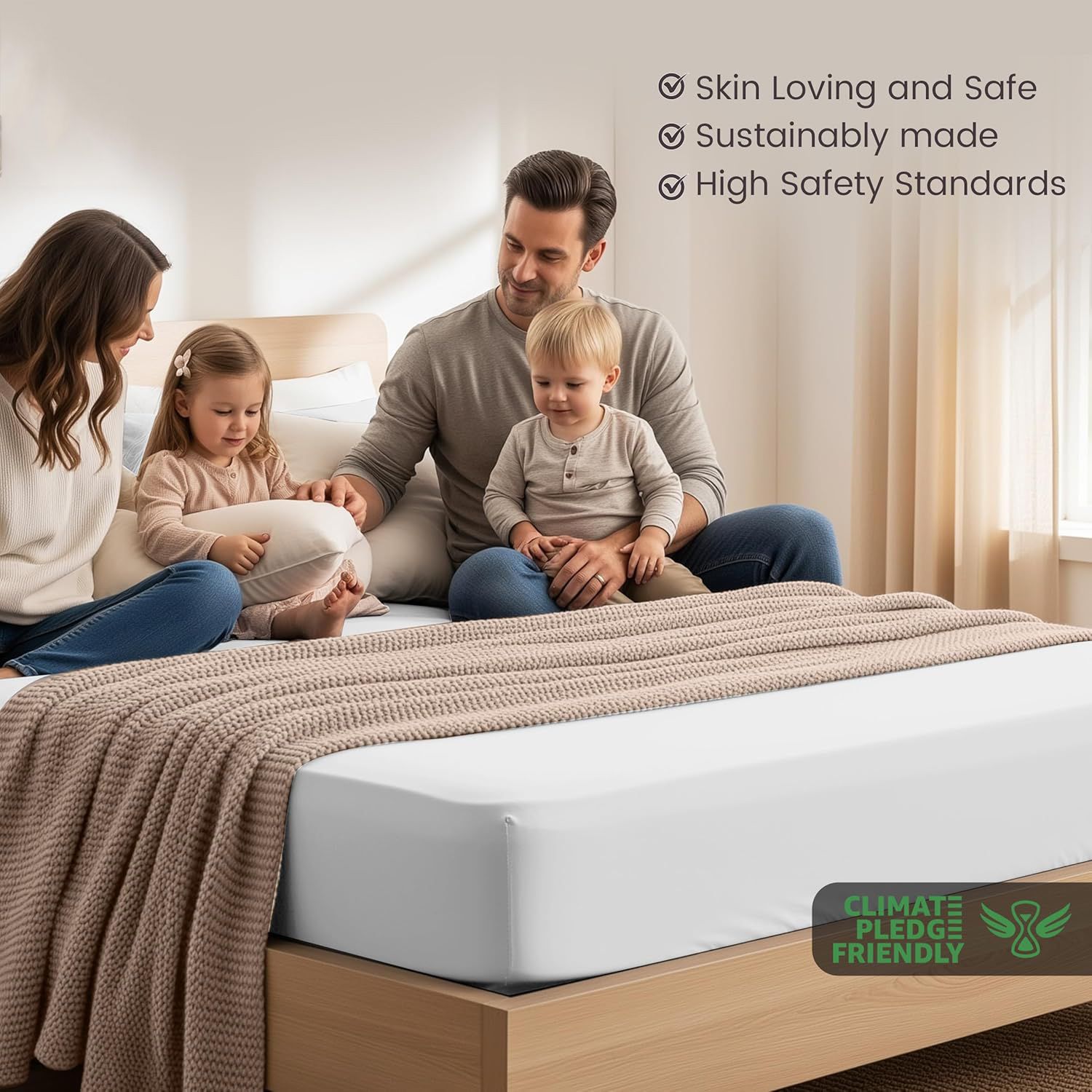 Hotel Quality Fitted Sheet - 1 Piece Fitted Sheet -Breathable Bedding - Wrinkle view 3