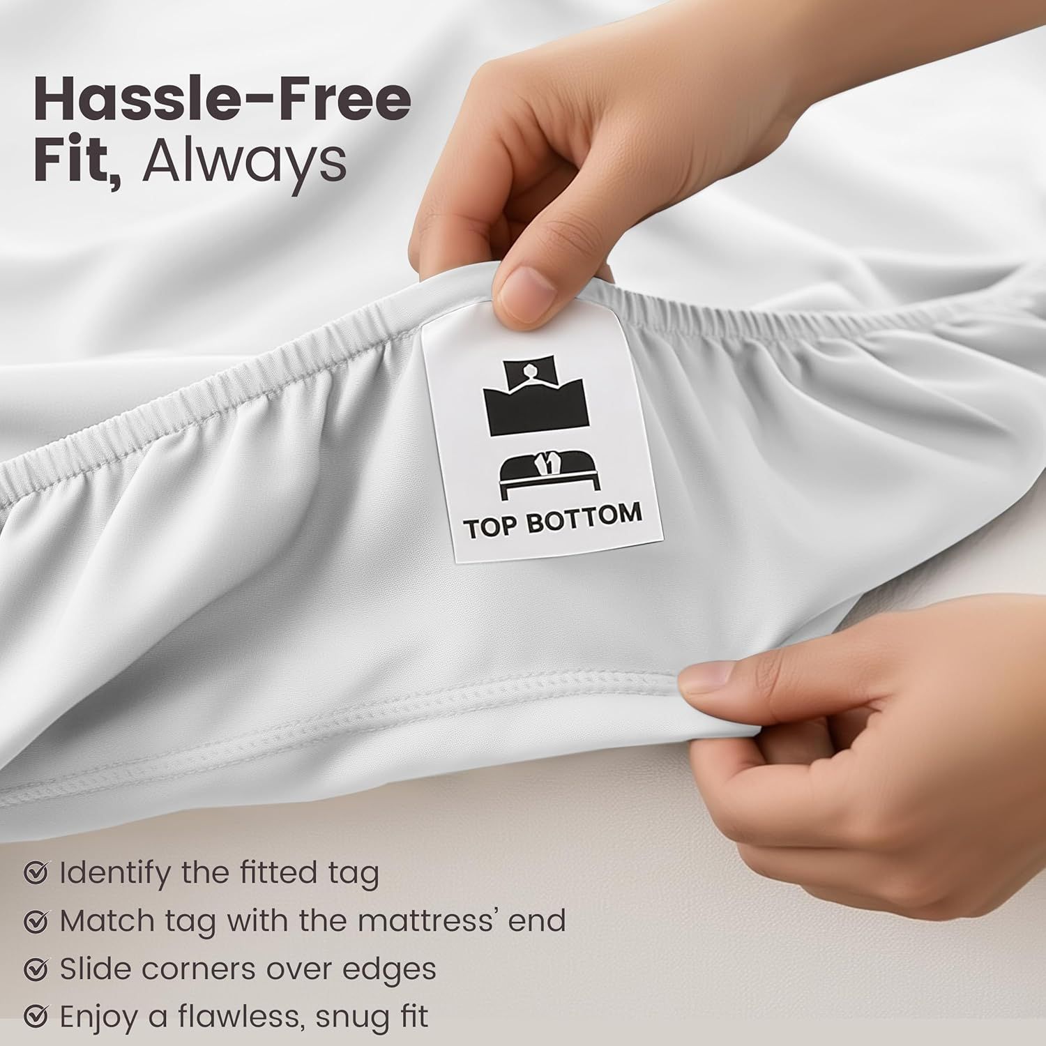 Hotel Quality Fitted Sheet - 1 Piece Fitted Sheet -Breathable Bedding - Wrinkle view 5