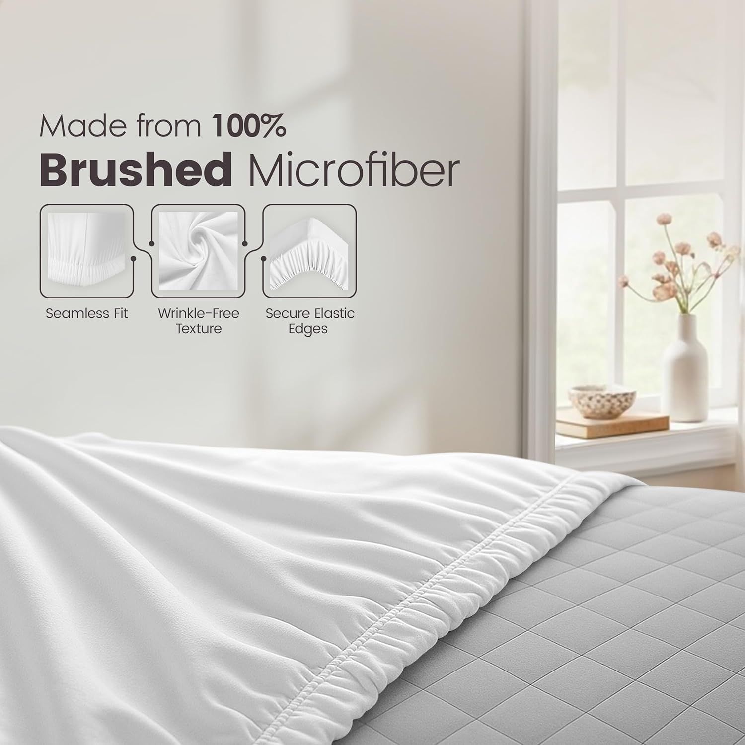 Hotel Quality Fitted Sheet - 1 Piece Fitted Sheet -Breathable Bedding - Wrinkle view 6