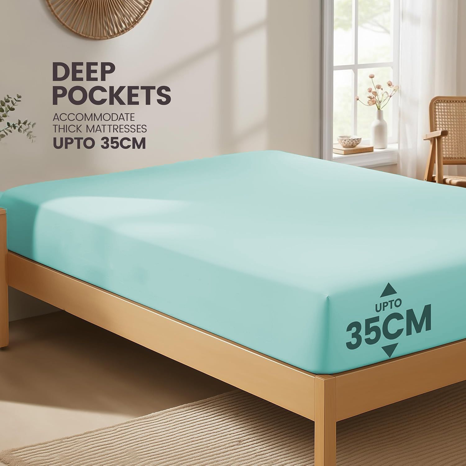 Hotel Quality Fitted Sheet - 1 Piece Fitted Sheet -Breathable Bedding - Wrinkle view 2