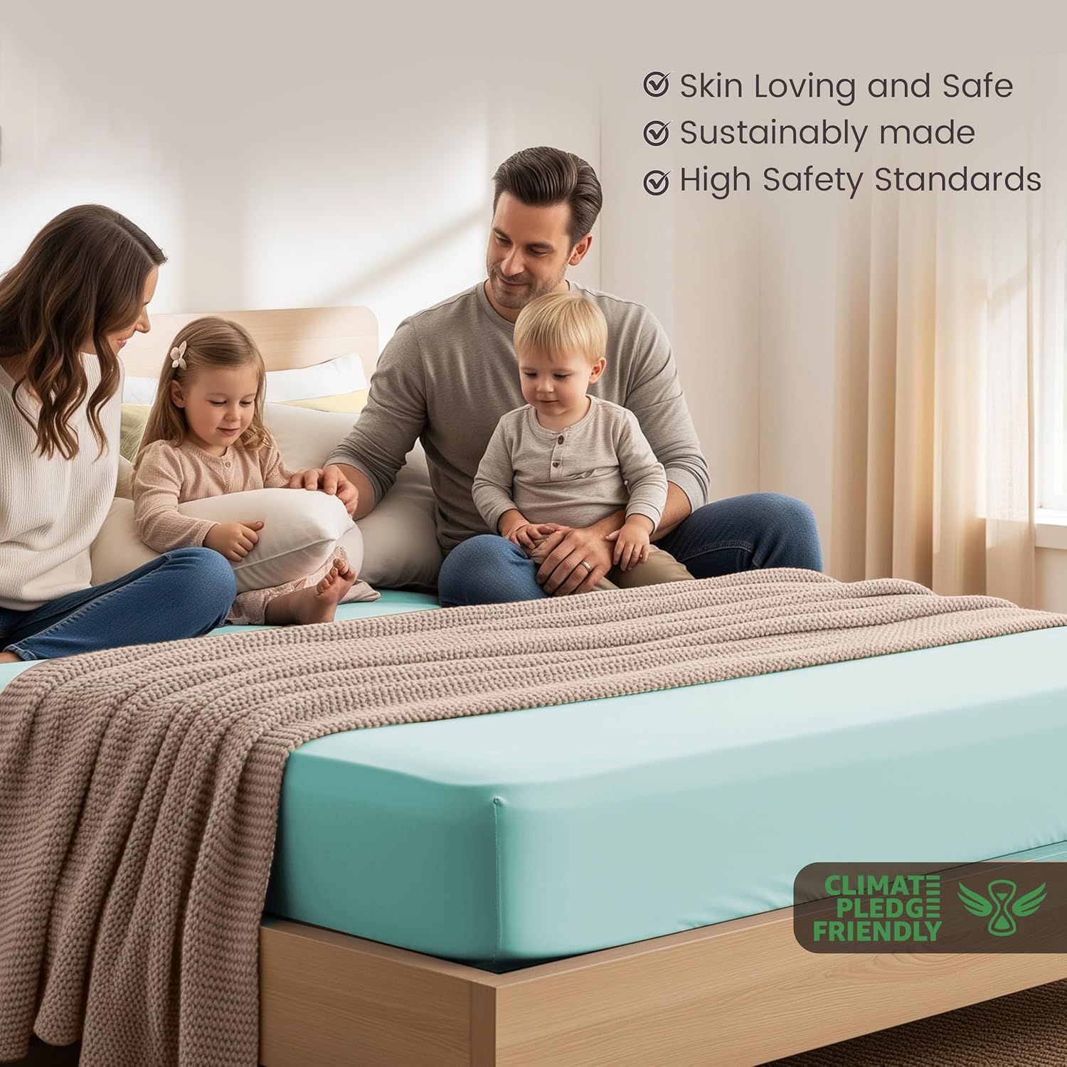 Hotel Quality Fitted Sheet - 1 Piece Fitted Sheet -Breathable Bedding - Wrinkle view 3