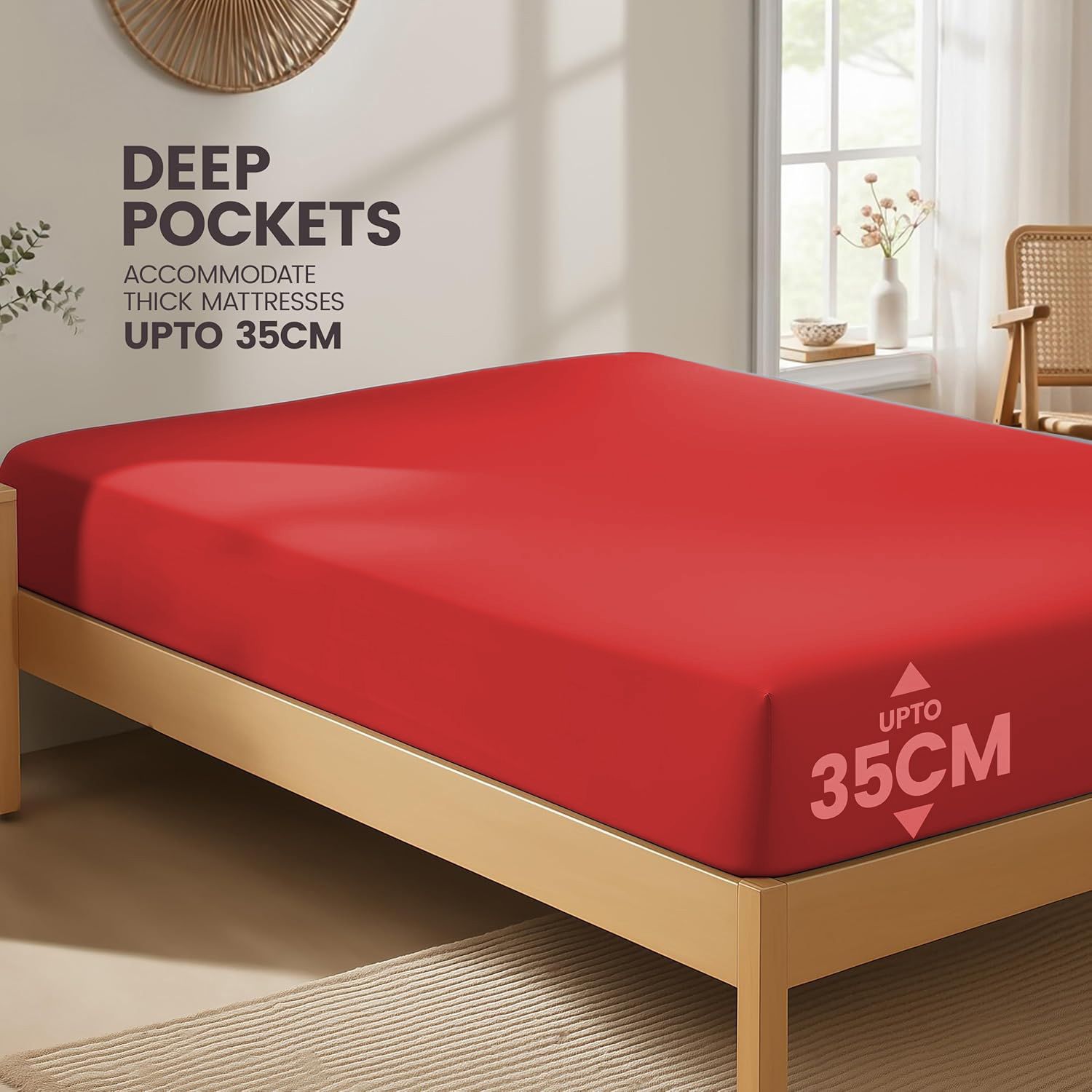 Hotel Quality Fitted Sheet - 1 Piece Fitted Sheet -Breathable Bedding - Wrinkle view 2
