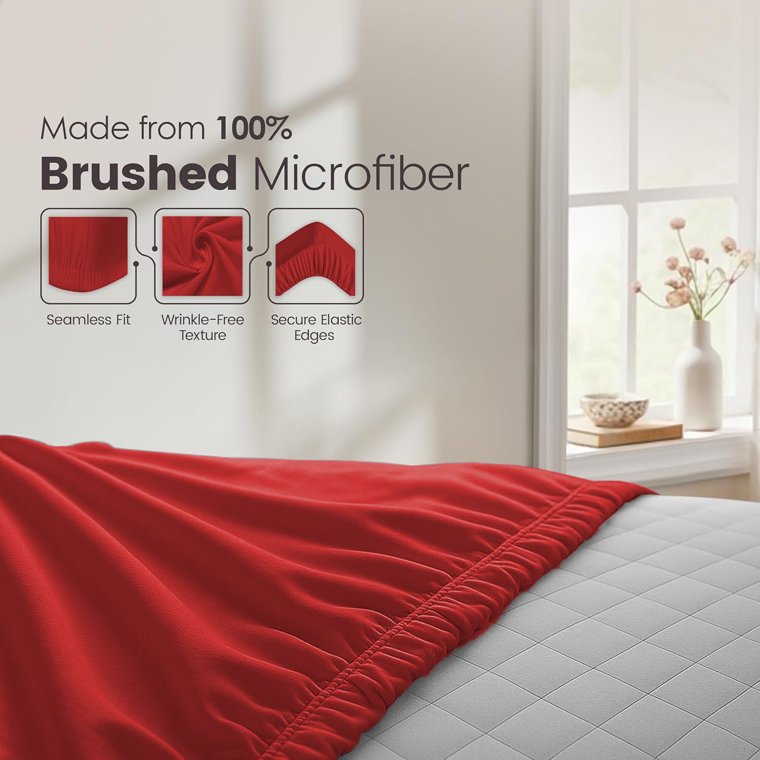 Hotel Quality Fitted Sheet - 1 Piece Fitted Sheet -Breathable Bedding - Wrinkle view 5