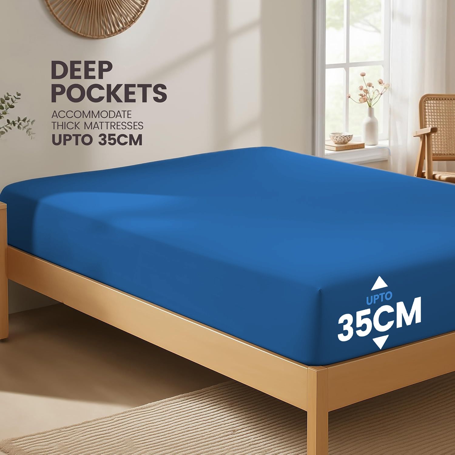 Hotel Quality Fitted Sheet - 1 Piece Fitted Sheet -Breathable Bedding - Wrinkle view 2