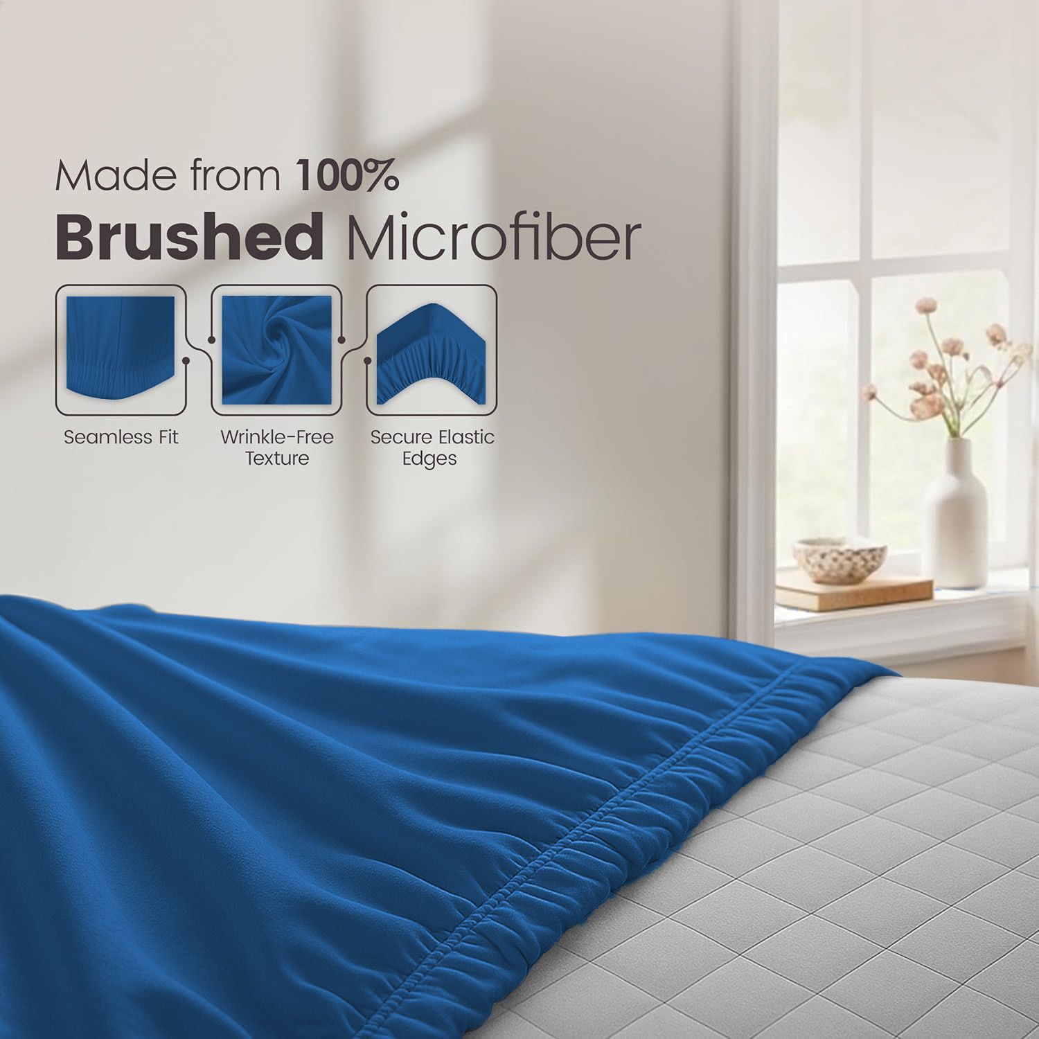 Hotel Quality Fitted Sheet - 1 Piece Fitted Sheet -Breathable Bedding - Wrinkle view 5