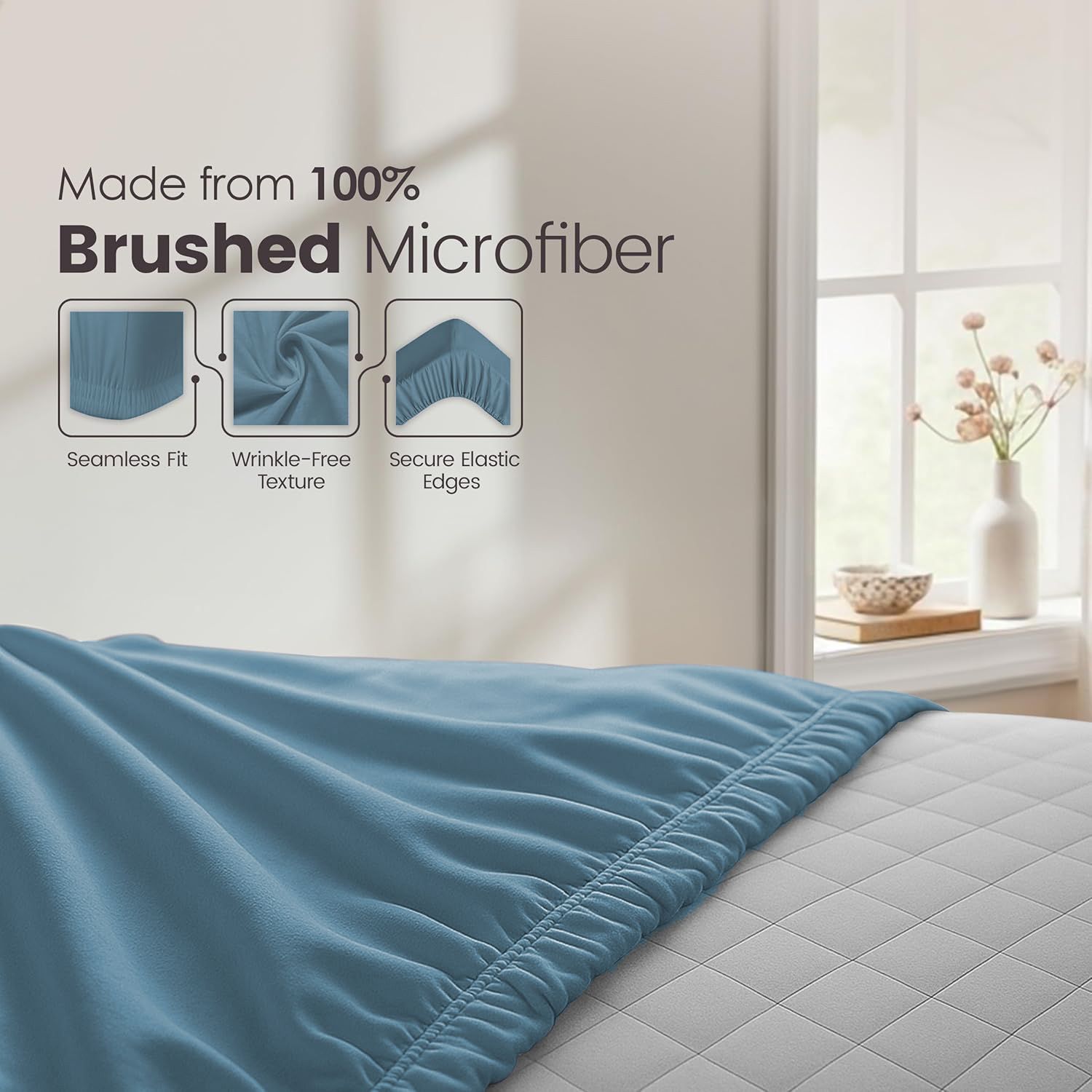 Hotel Quality Fitted Sheet - 1 Piece Fitted Sheet -Breathable Bedding - Wrinkle view 5