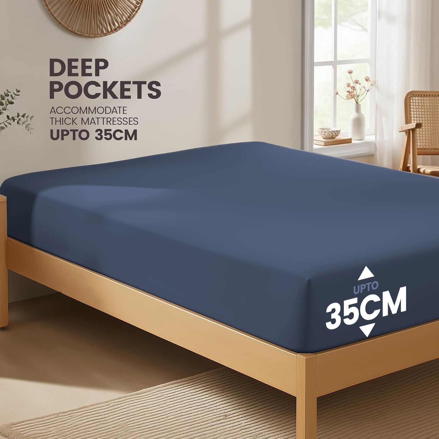 Hotel Quality Fitted Sheet - 1 Piece Fitted Sheet -Breathable Bedding - Wrinkle view 2