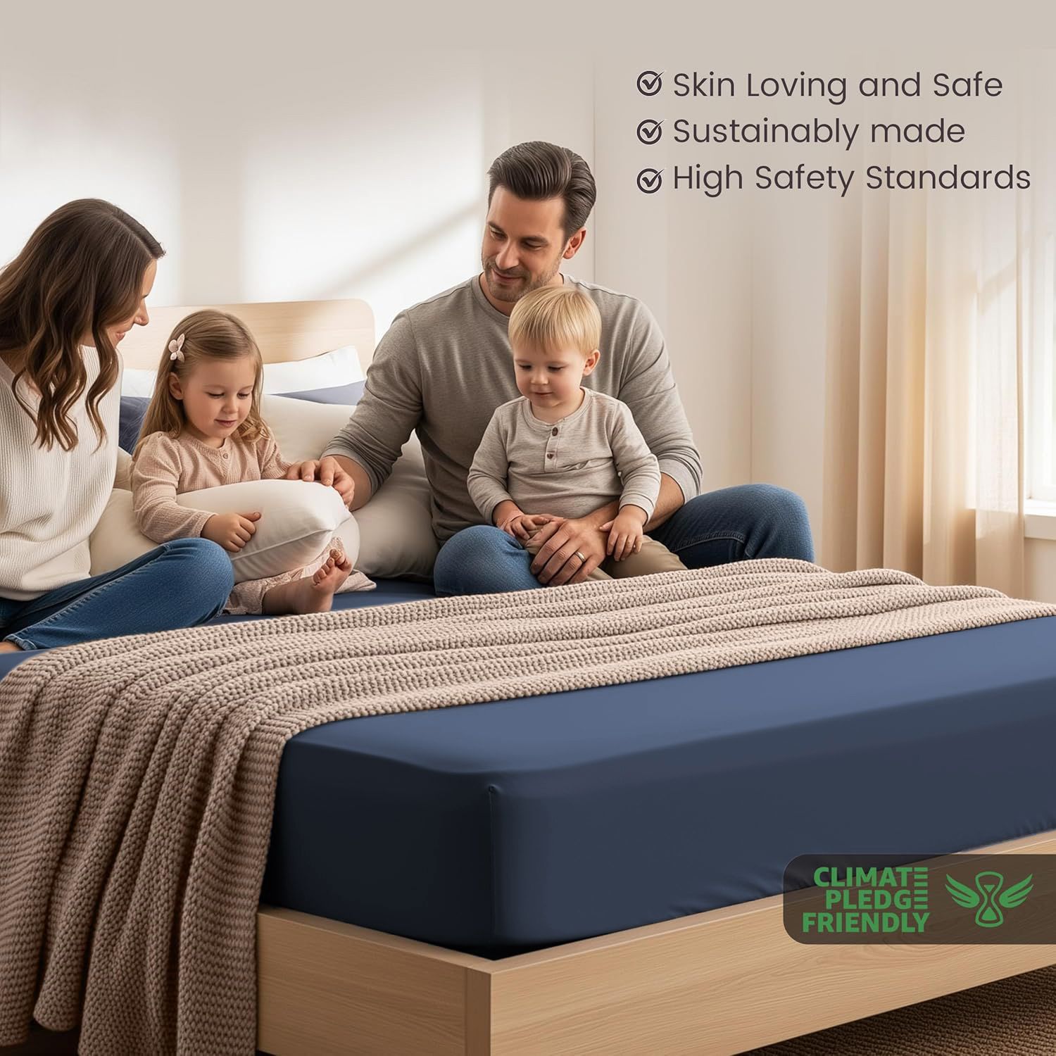 Hotel Quality Fitted Sheet - 1 Piece Fitted Sheet -Breathable Bedding - Wrinkle view 3