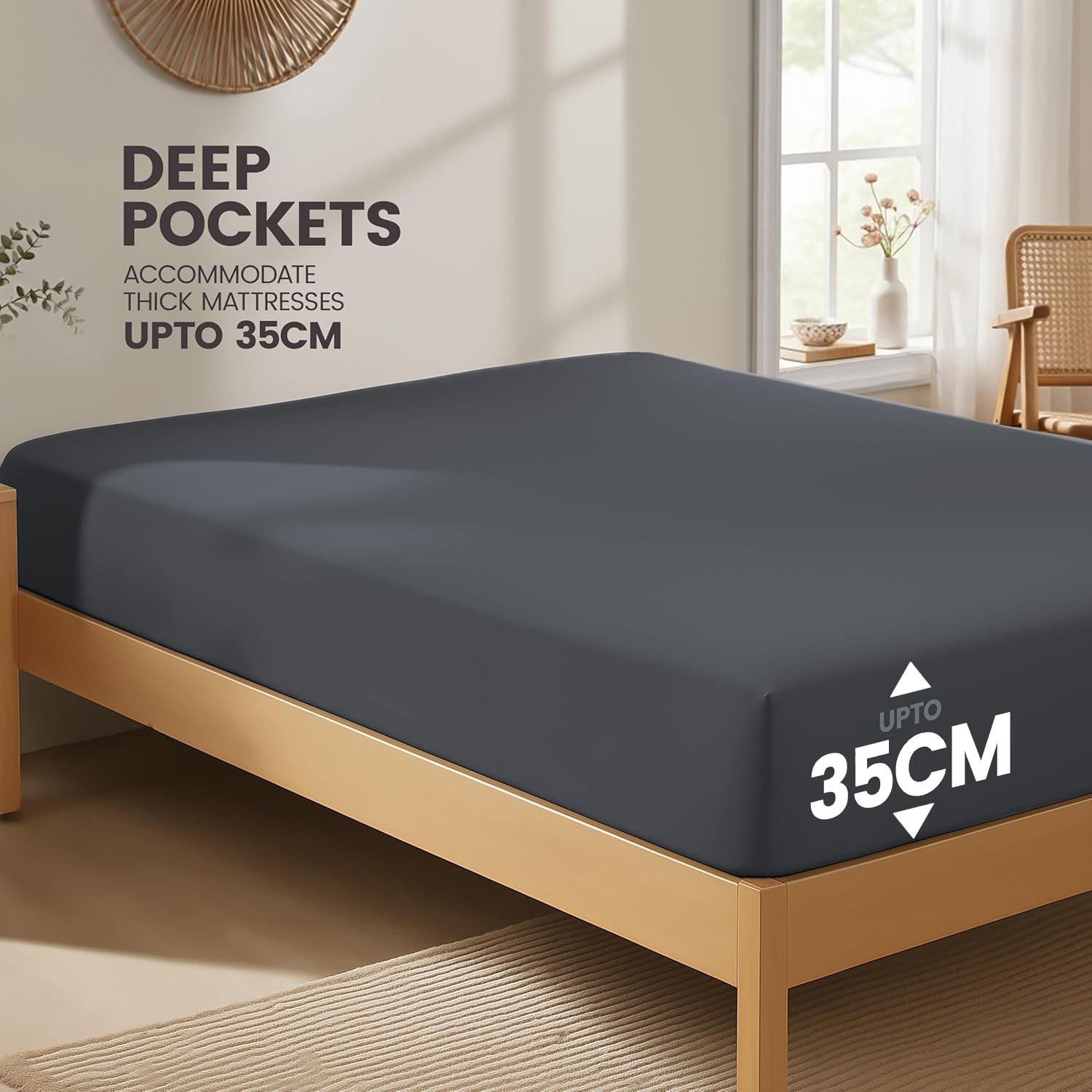 Hotel Quality Fitted Sheet - 1 Piece Fitted Sheet -Breathable Bedding - Wrinkle view 2