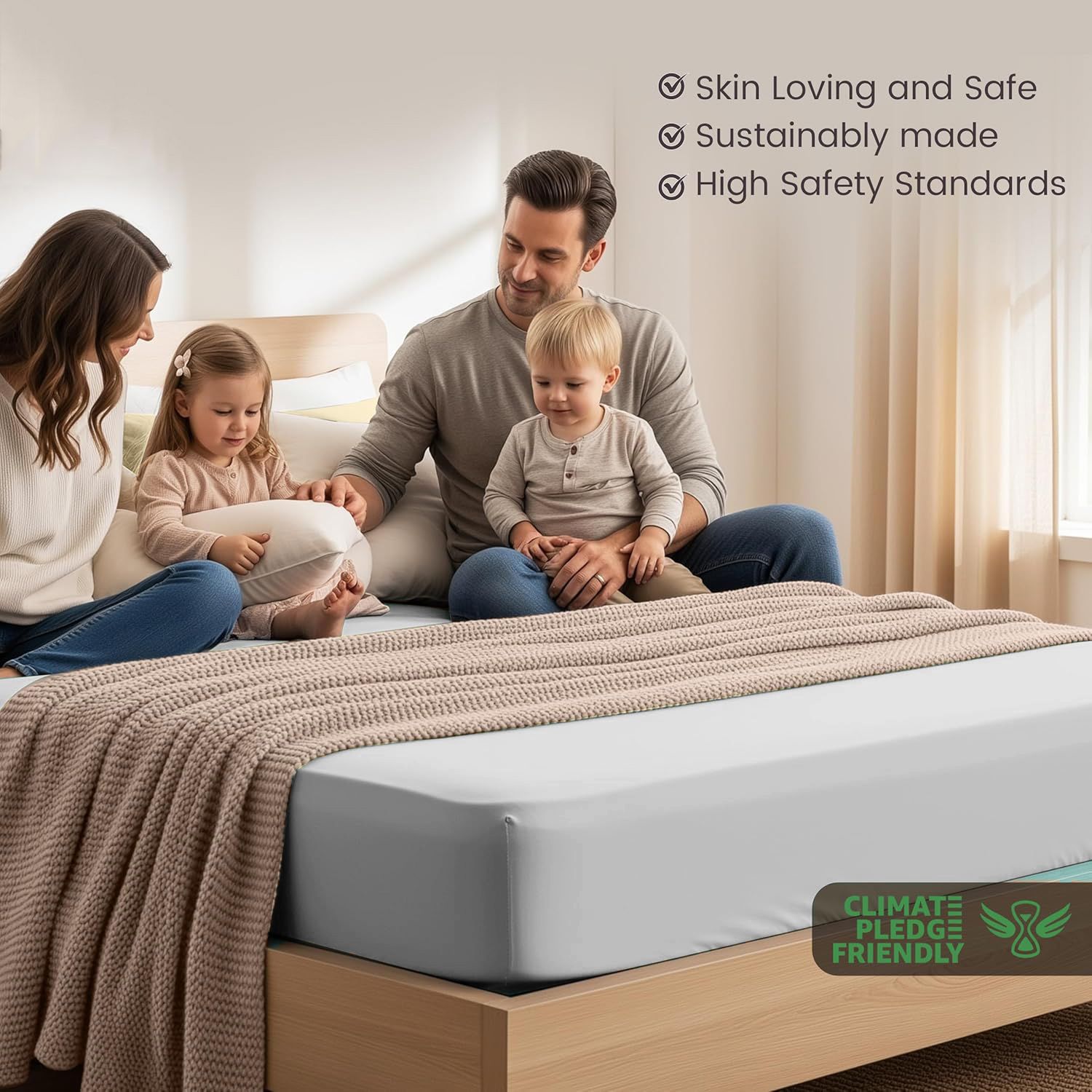 Hotel Quality Fitted Sheet - 1 Piece Fitted Sheet -Breathable Bedding - Wrinkle view 2