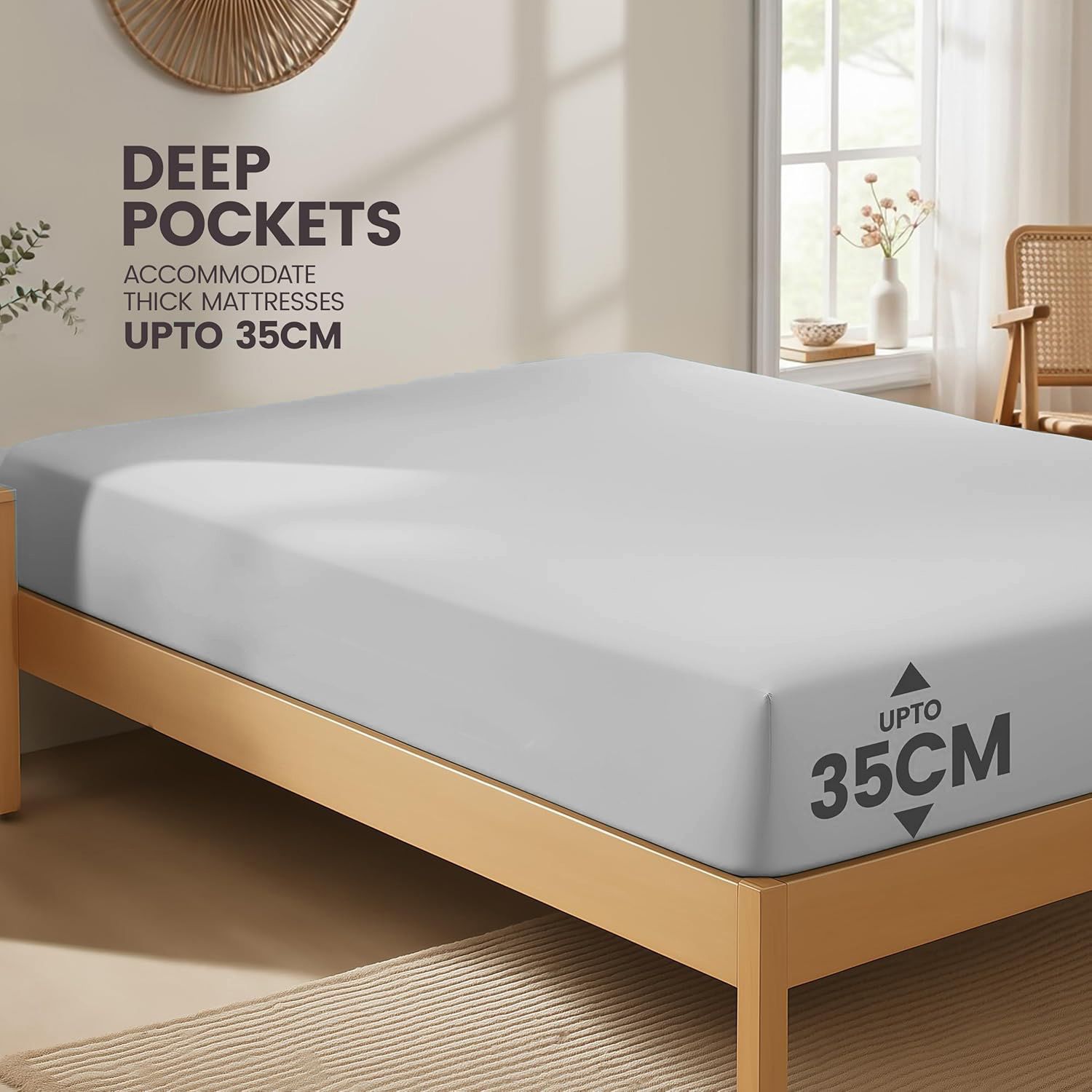 Hotel Quality Fitted Sheet - 1 Piece Fitted Sheet -Breathable Bedding - Wrinkle view 4