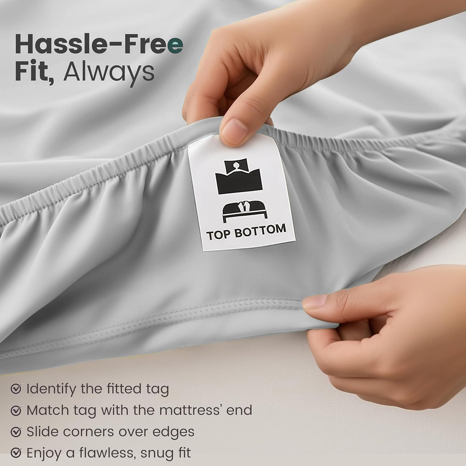 Hotel Quality Fitted Sheet - 1 Piece Fitted Sheet -Breathable Bedding - Wrinkle view 5