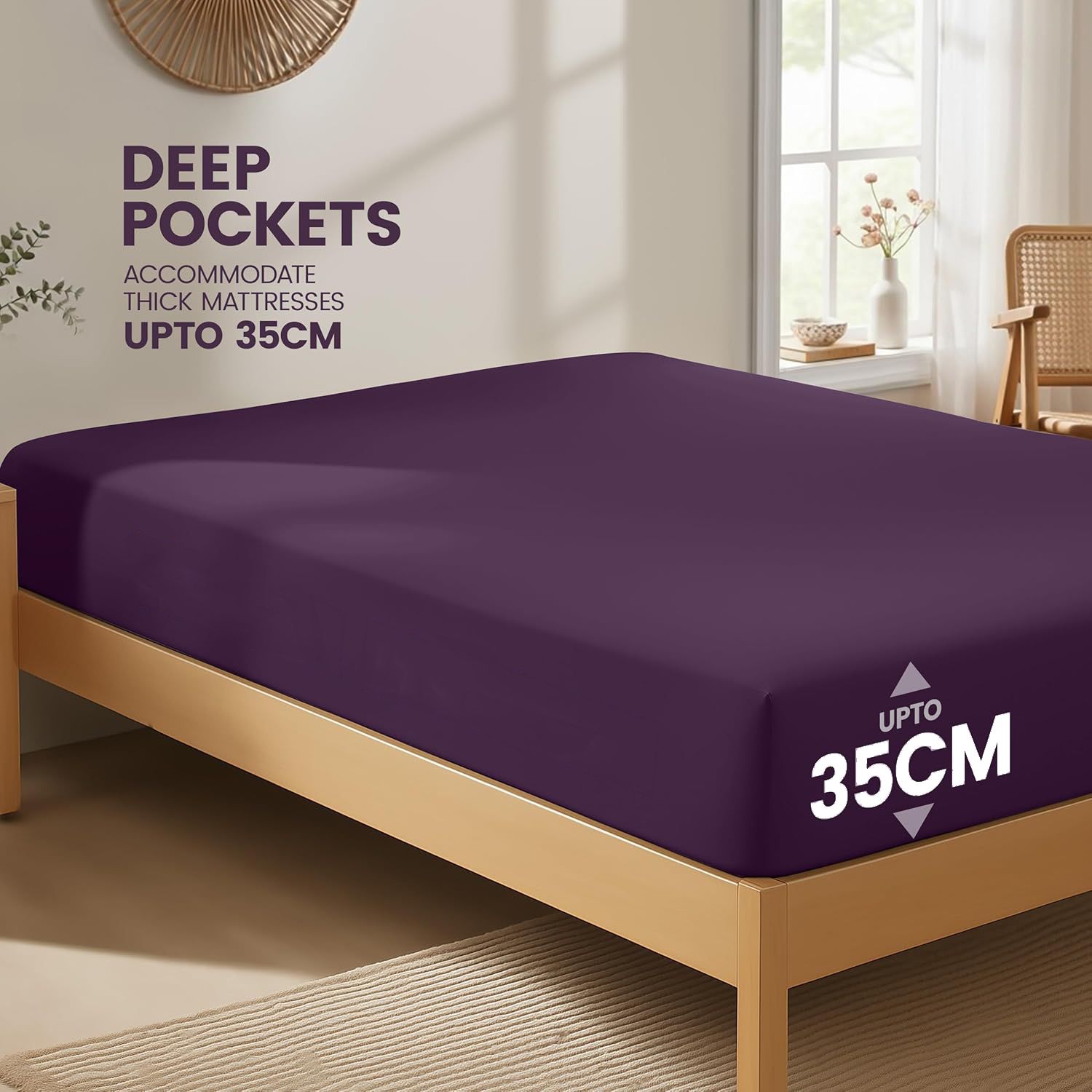 Hotel Quality Fitted Sheet - 1 Piece Fitted Sheet -Breathable Bedding - Wrinkle view 2