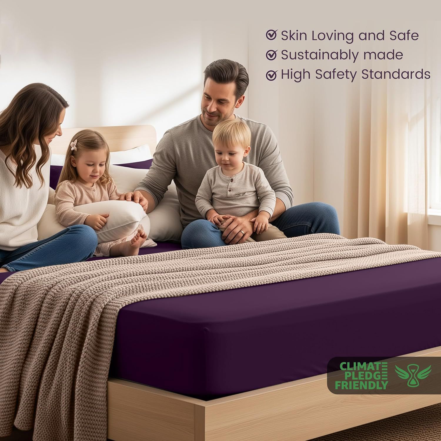 Hotel Quality Fitted Sheet - 1 Piece Fitted Sheet -Breathable Bedding - Wrinkle view 3
