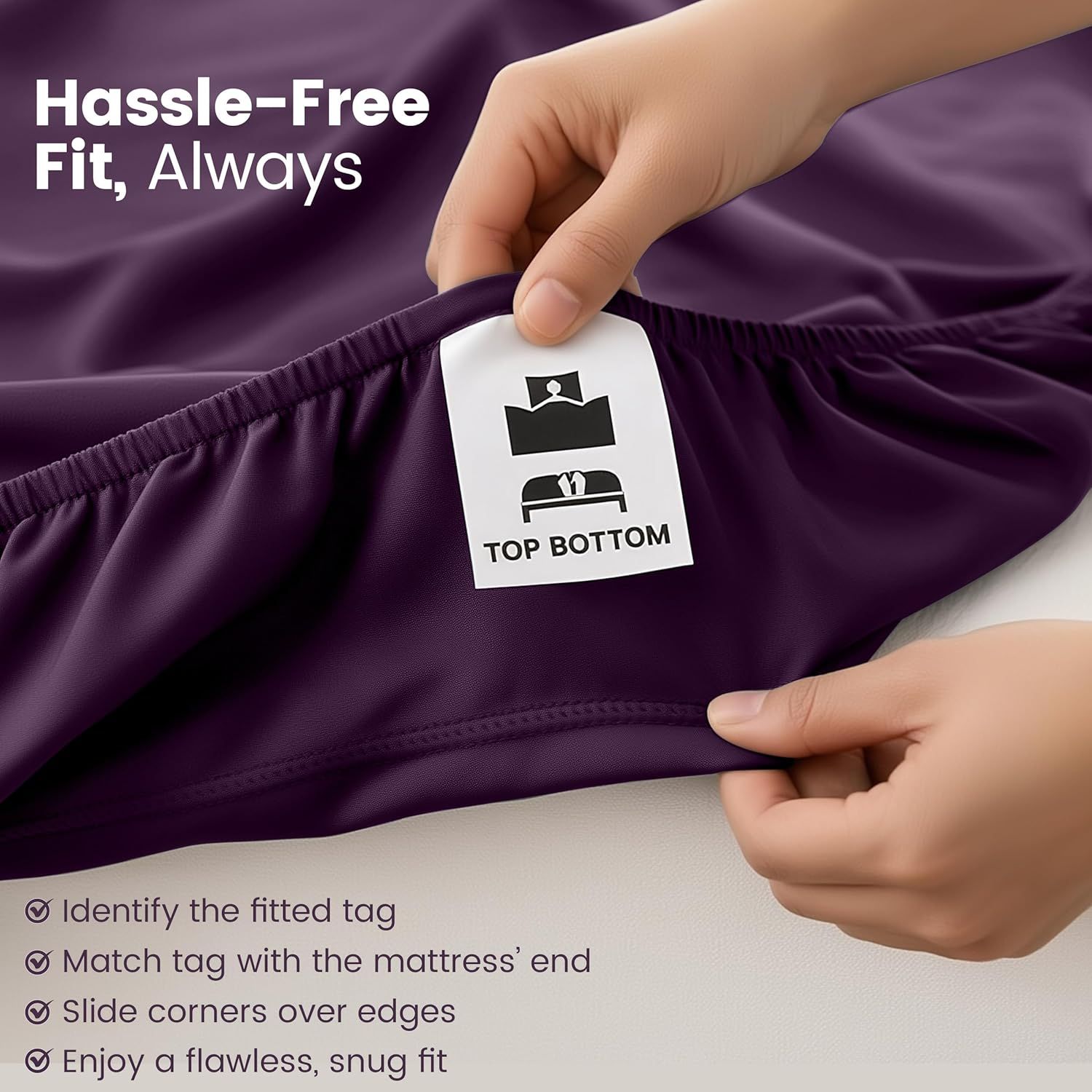 Hotel Quality Fitted Sheet - 1 Piece Fitted Sheet -Breathable Bedding - Wrinkle view 5