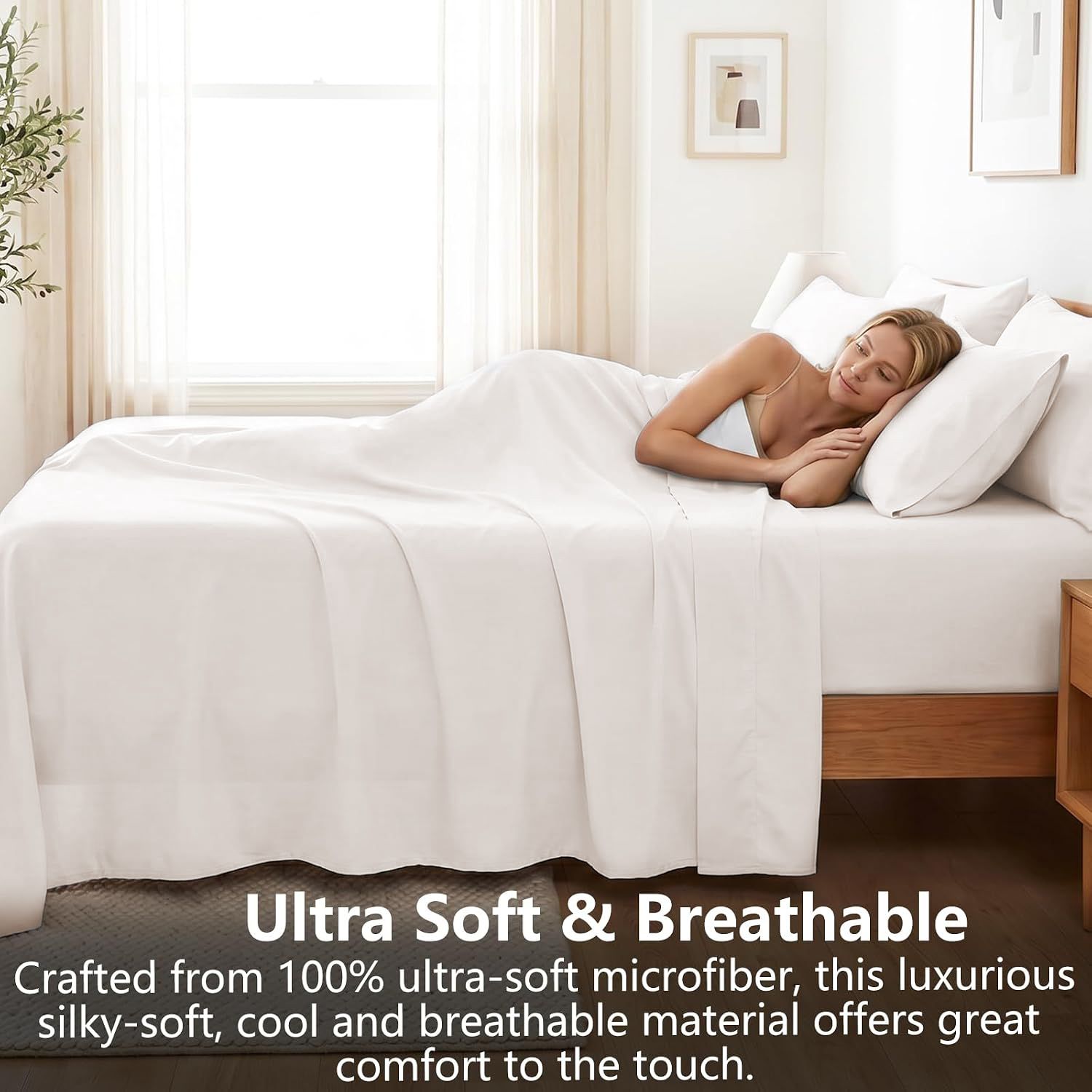 Hotel Soft Bed Sheet Set- Bedding Sheets & Pillowcases -Breathable Bedding view 3