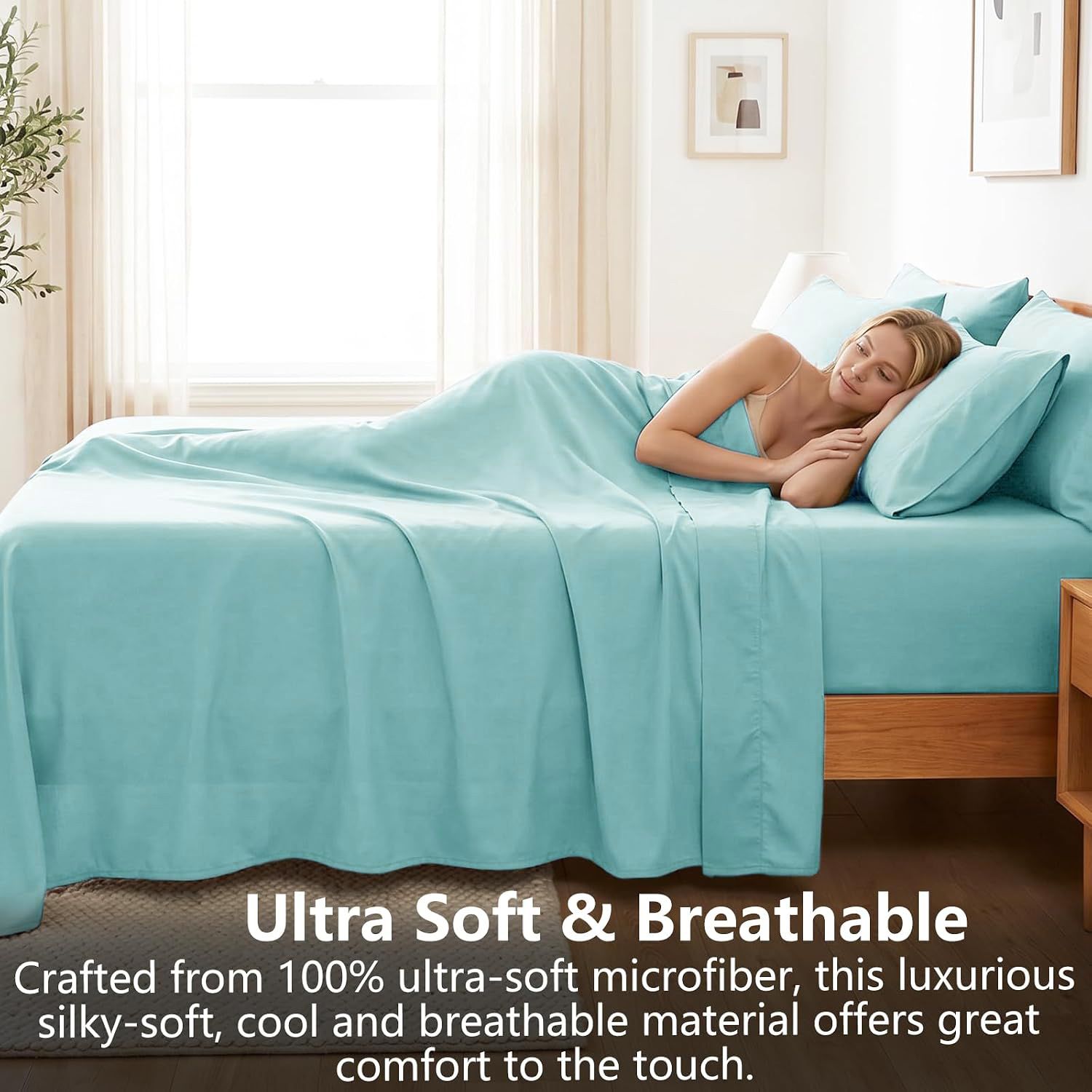 Hotel Soft Bed Sheet Set- Bedding Sheets & Pillowcases -Breathable Bedding view 3