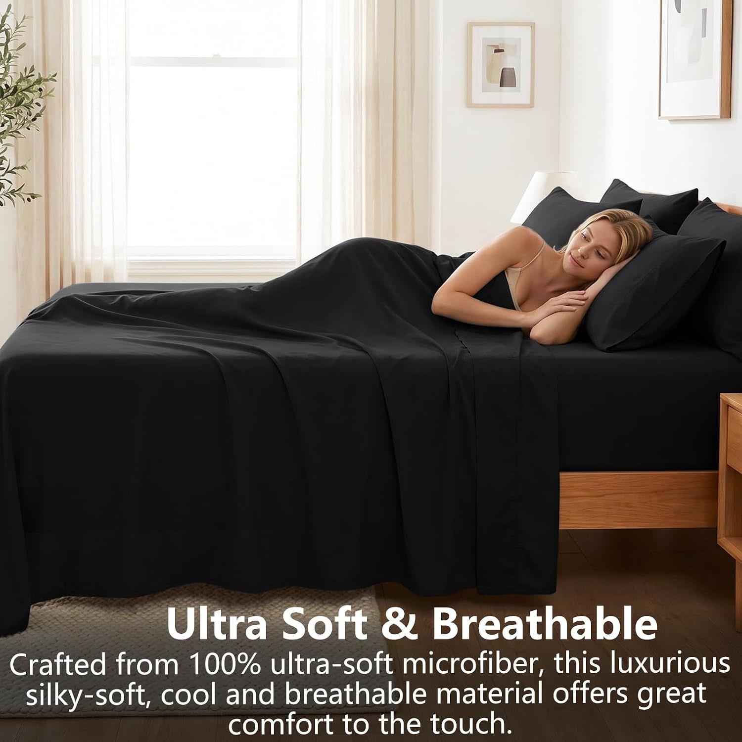 Hotel Soft Bed Sheet Set- Bedding Sheets & Pillowcases -Breathable Bedding view 3