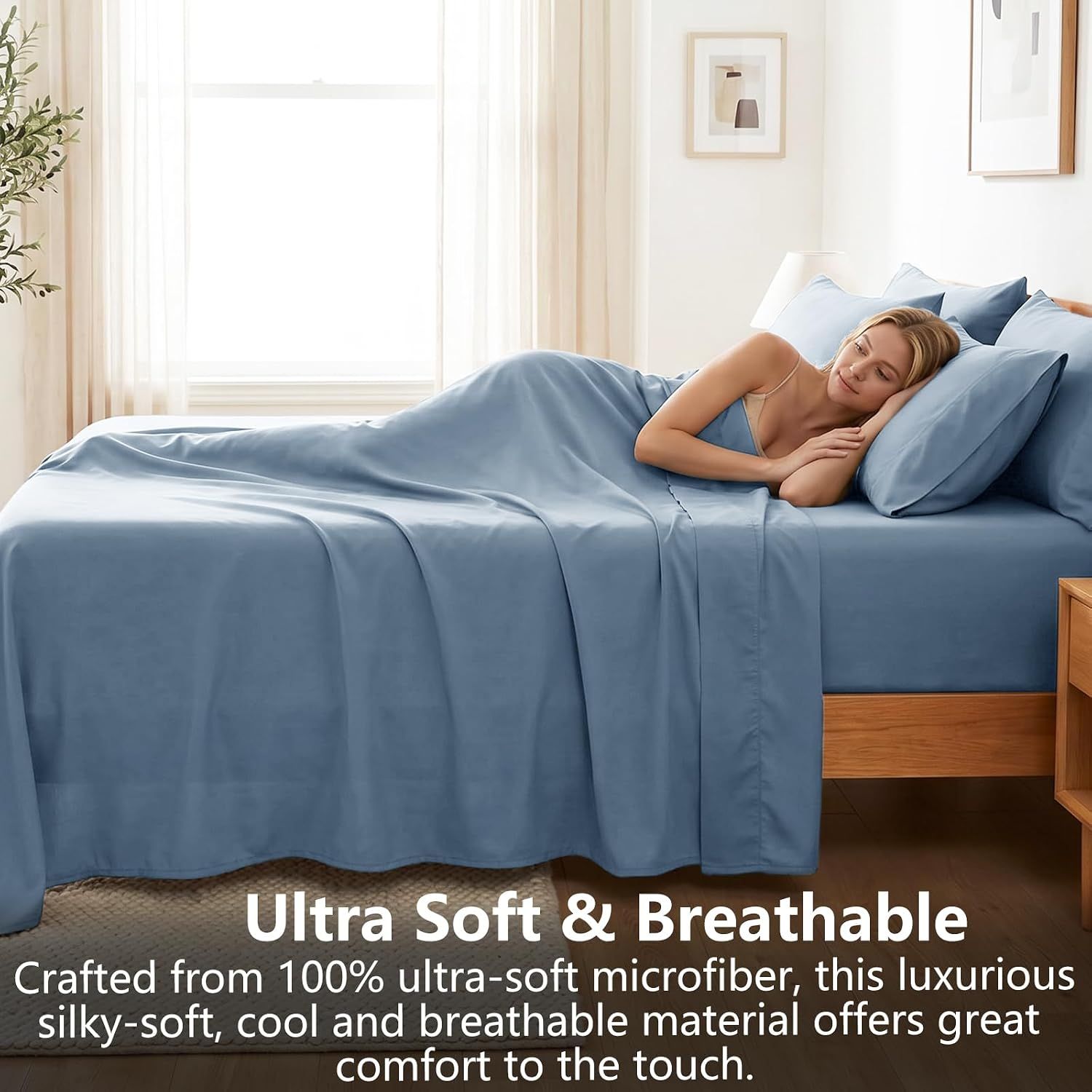 Hotel Soft Bed Sheet Set- Bedding Sheets & Pillowcases -Breathable Bedding view 3