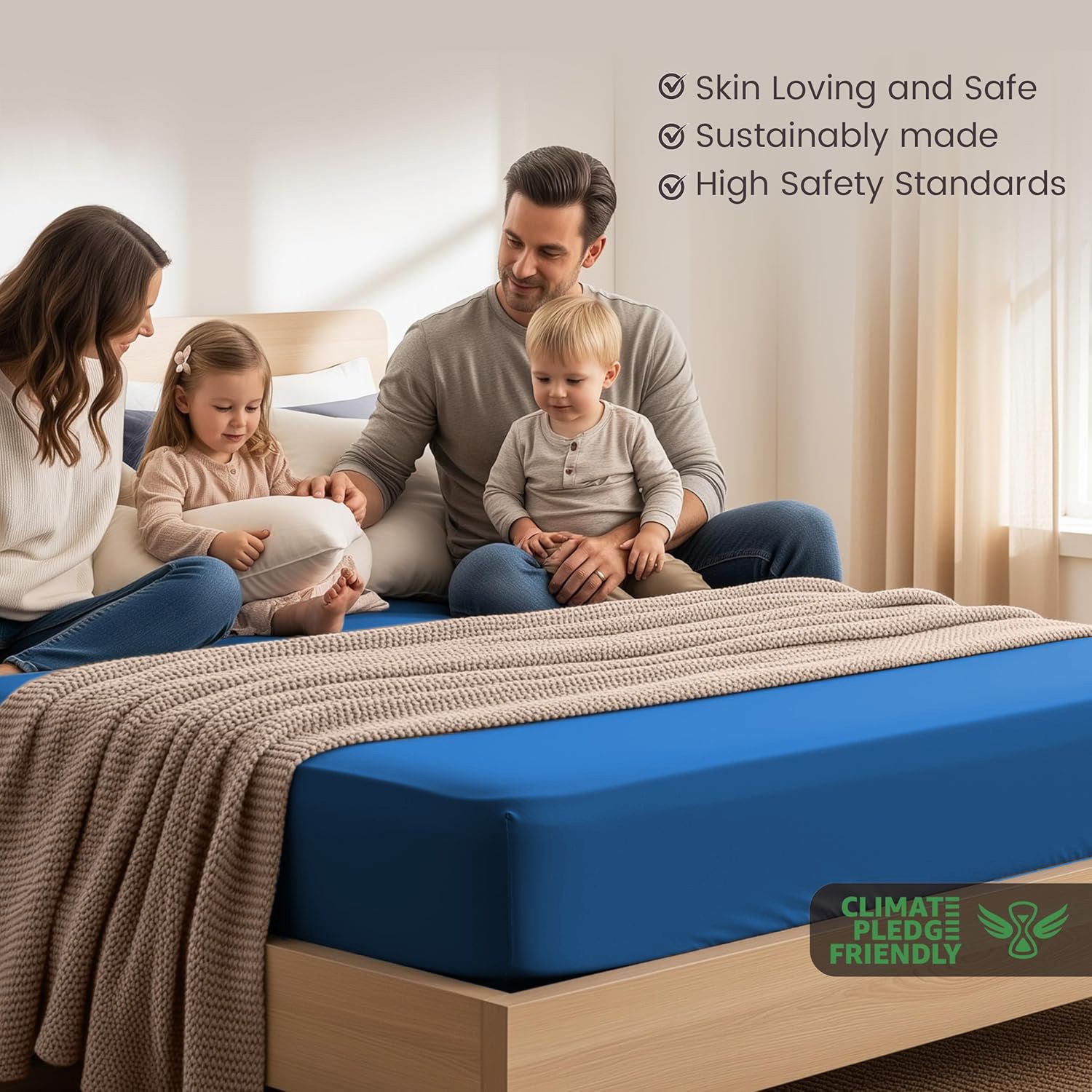 Hotel Quality Fitted Sheet - 1 Piece Fitted Sheet -Breathable Bedding - Wrinkle view 3