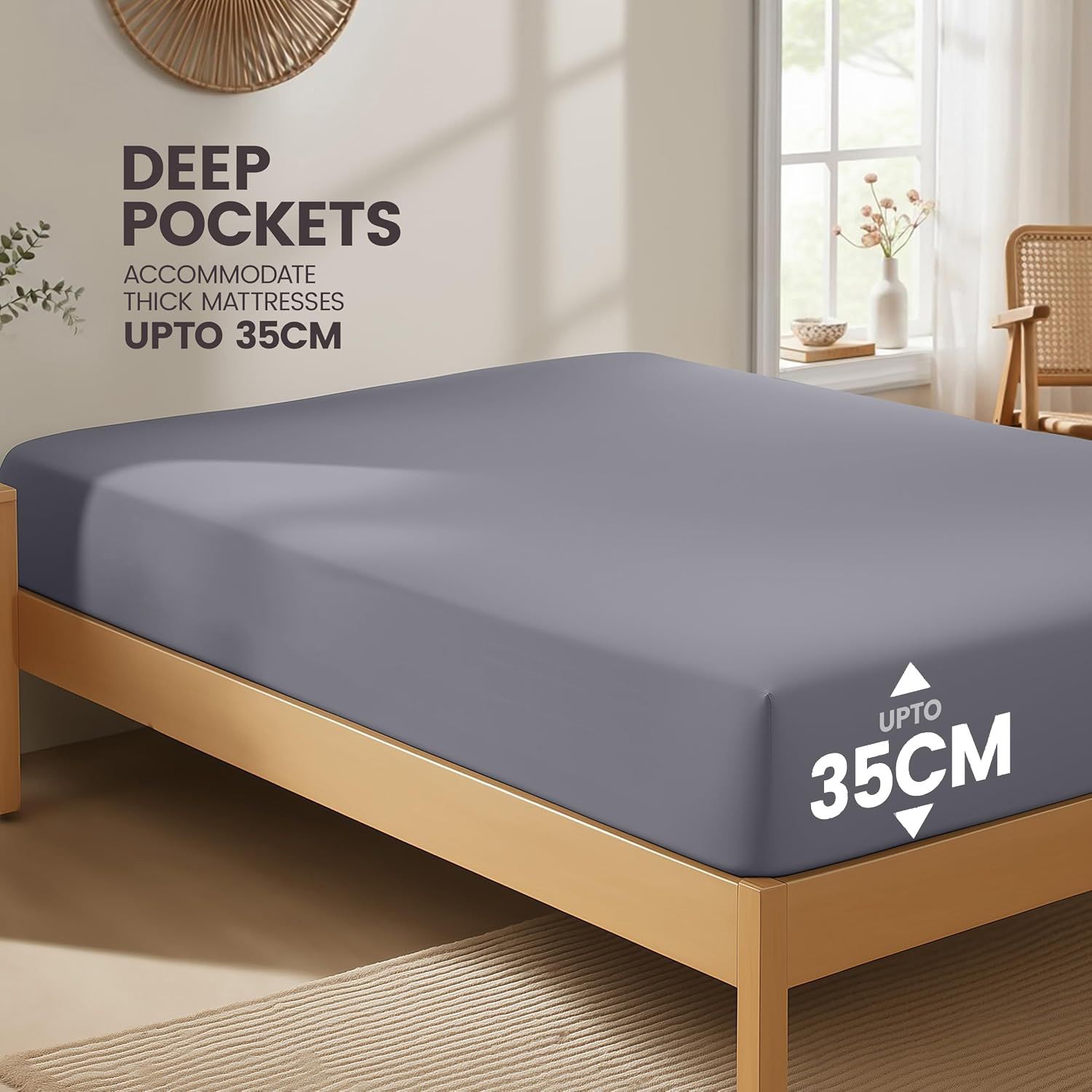 Hotel Quality Fitted Sheet - 1 Piece Fitted Sheet -Breathable Bedding - Wrinkle view 2