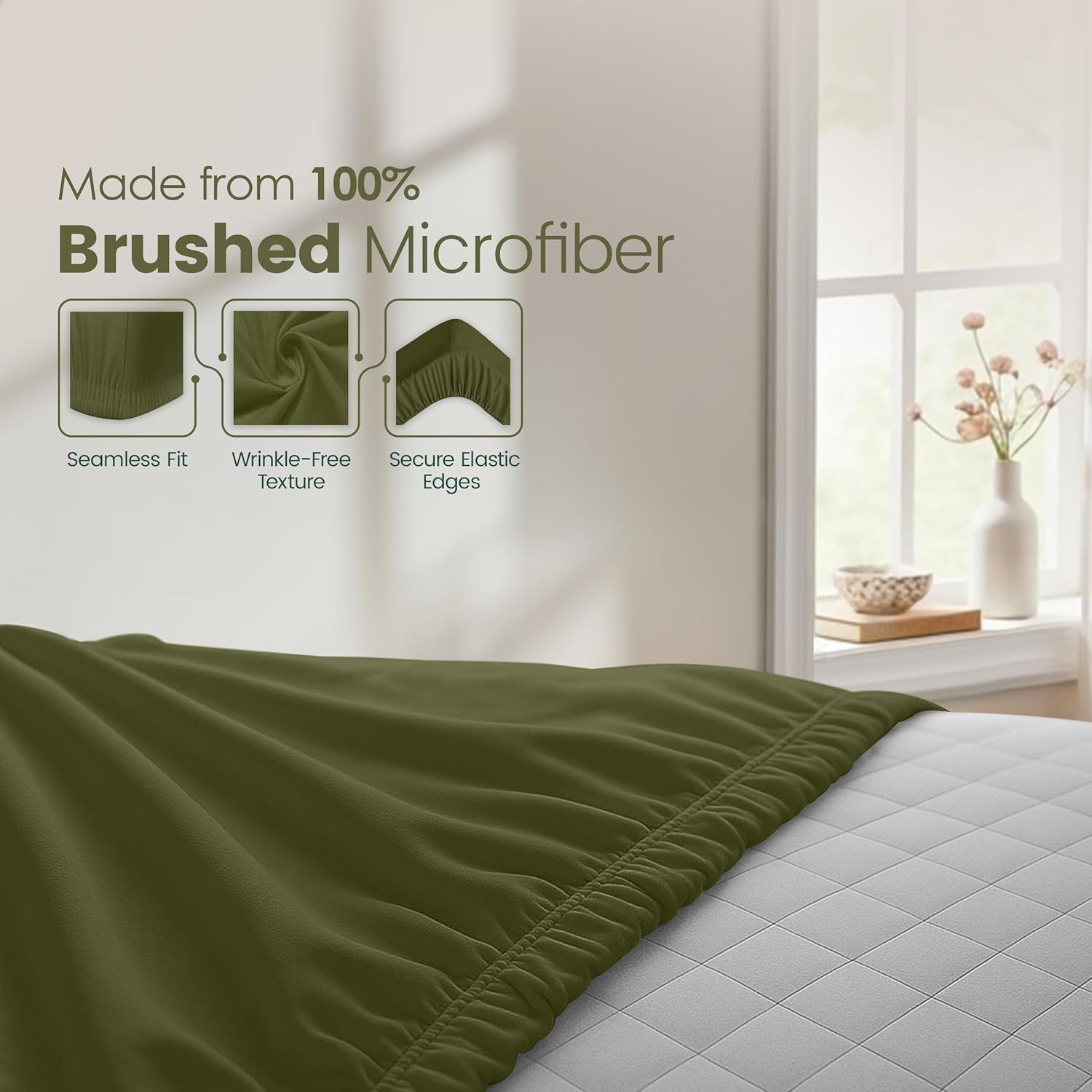 Hotel Quality Fitted Sheet - 1 Piece Fitted Sheet -Breathable Bedding - Wrinkle view 6